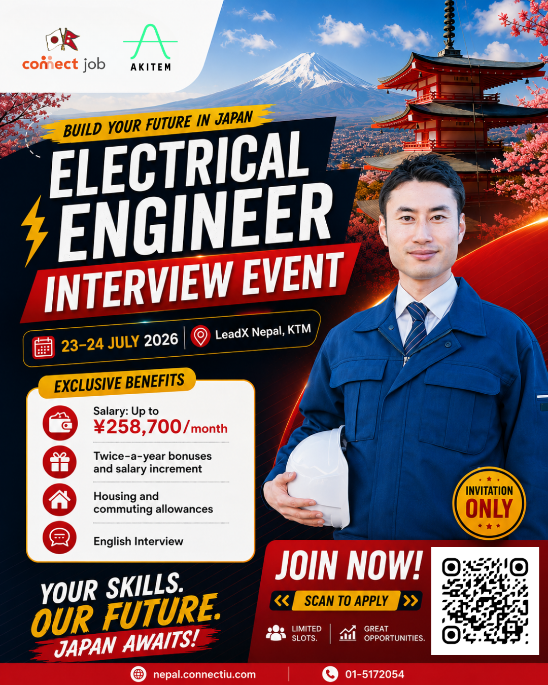 Connect Job Nepal - Work in Japan Facebook ad: Electrical Engineers needed in Japan
