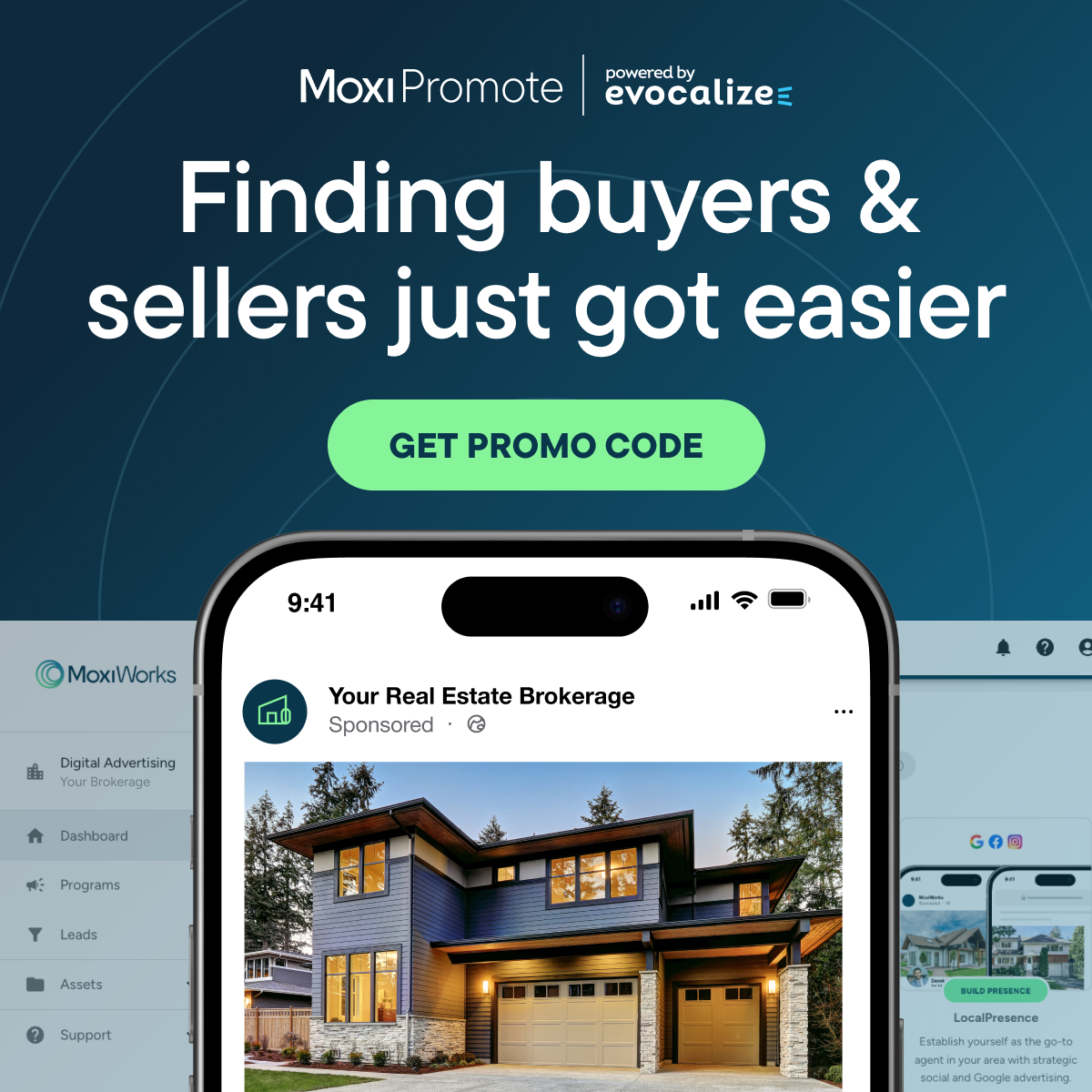 Evocalize Facebook ad: Your Listings → Quality Leads