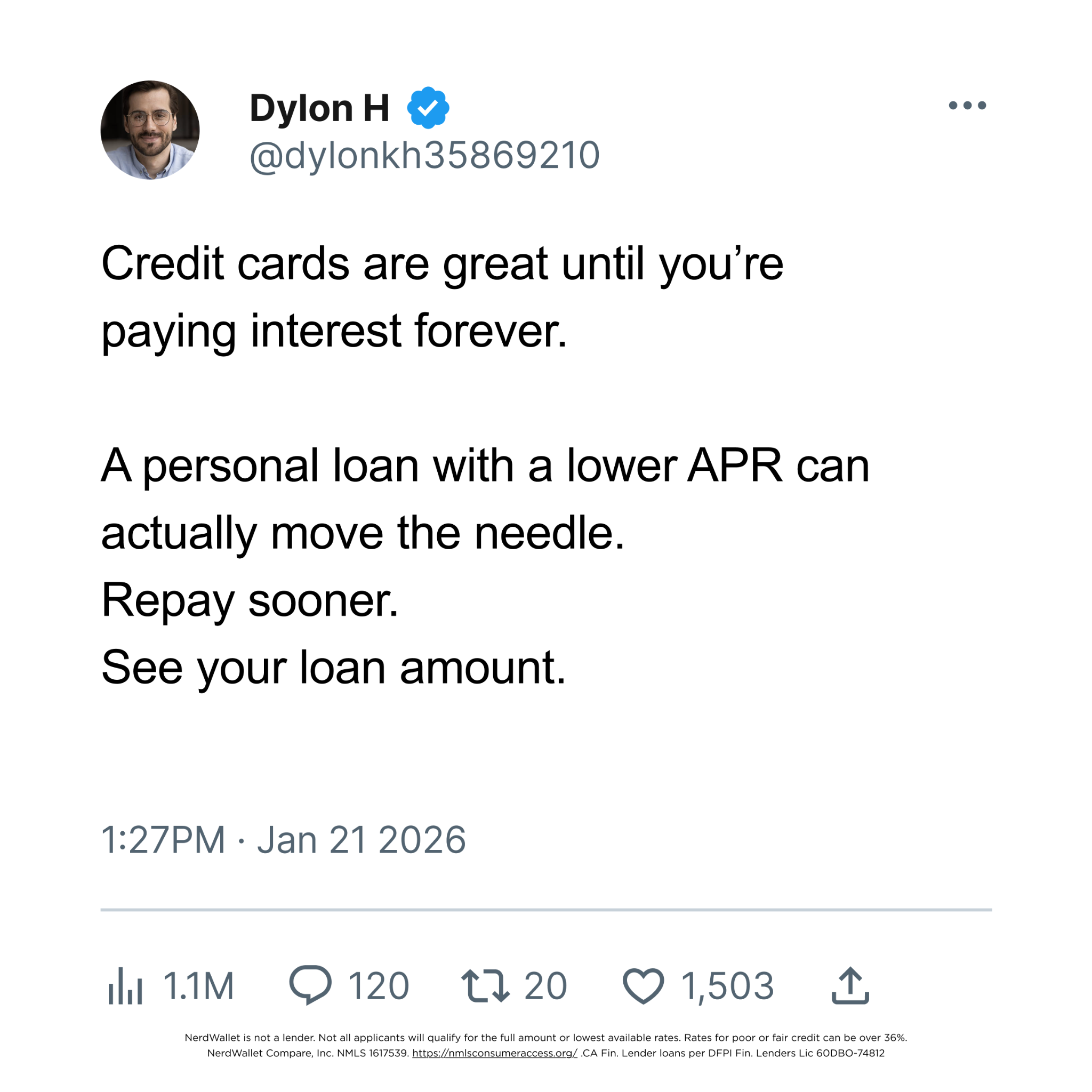 NerdWallet Facebook ad
