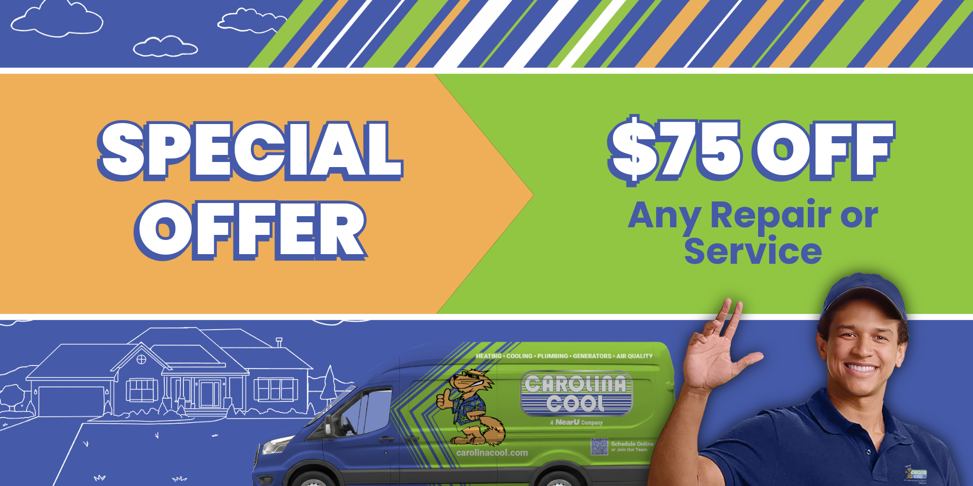 Carolina Cool Facebook ad: $75 Off Any Service or Repair