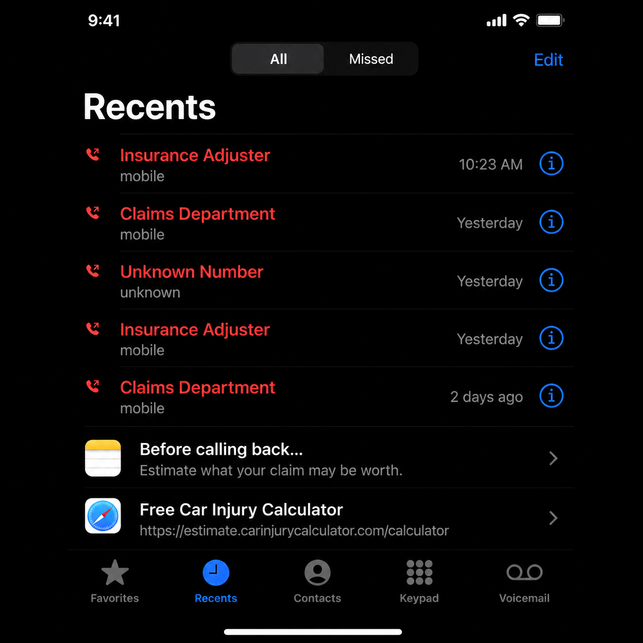 Car Injury Calculator Facebook ad