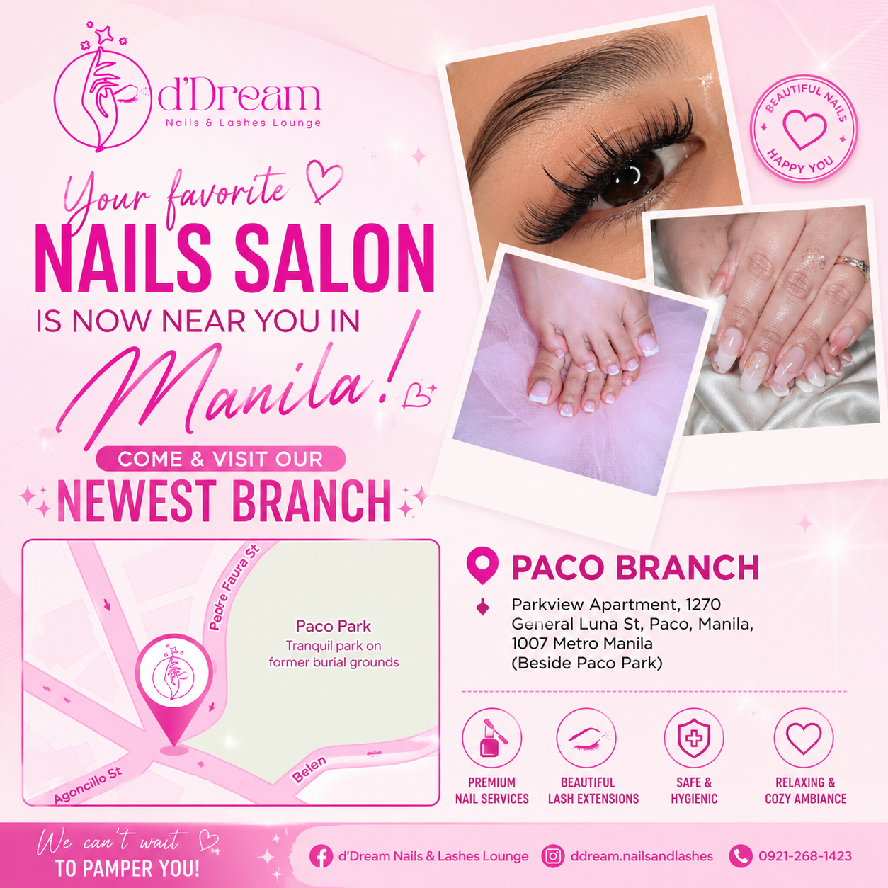 d'Dream Nails & Lashes Lounge - Paco Branch Facebook ad: MANILA, YOU ASKED… WE LISTENED!