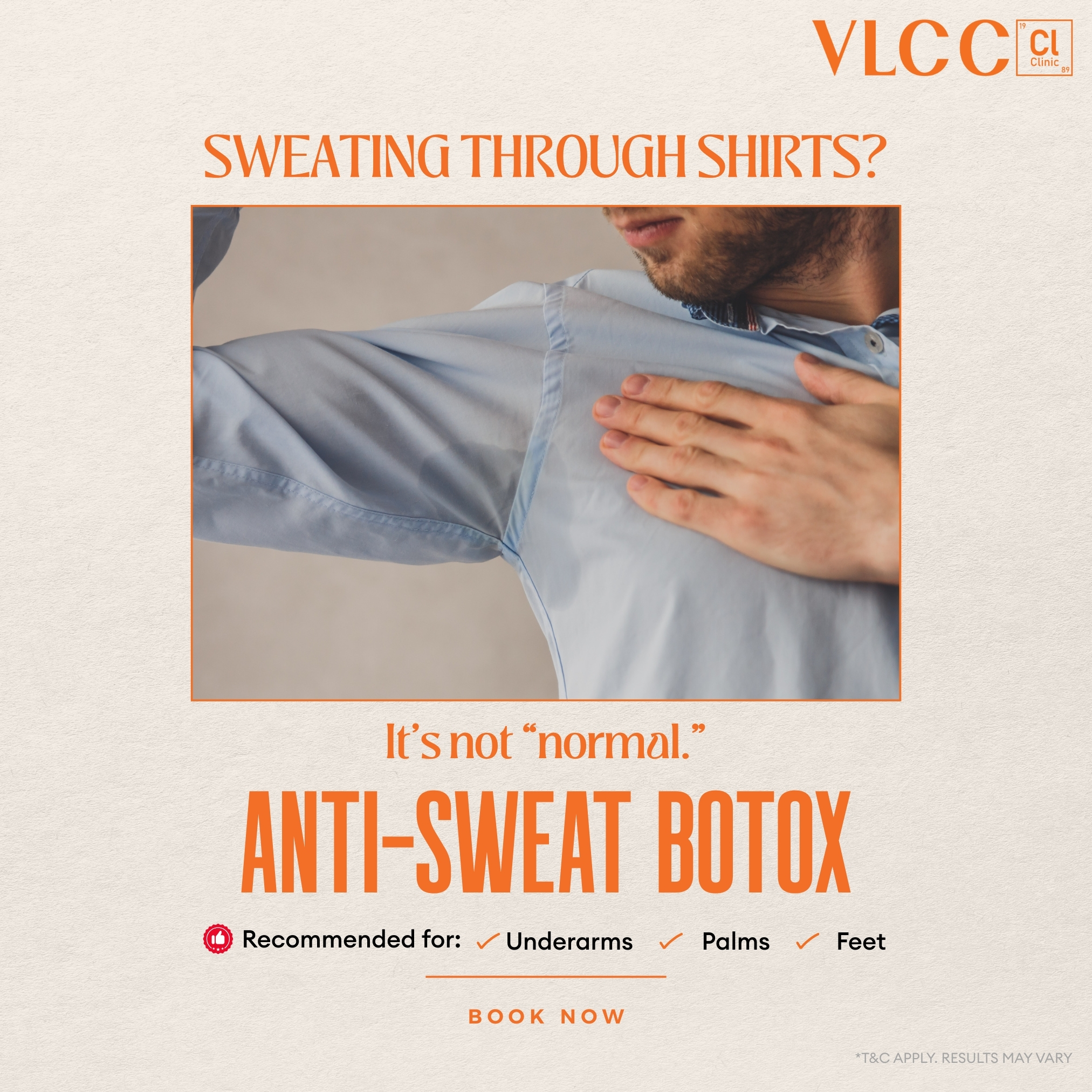 VLCC UAE Facebook ad: Tired of excessive sweating ruining your day?
