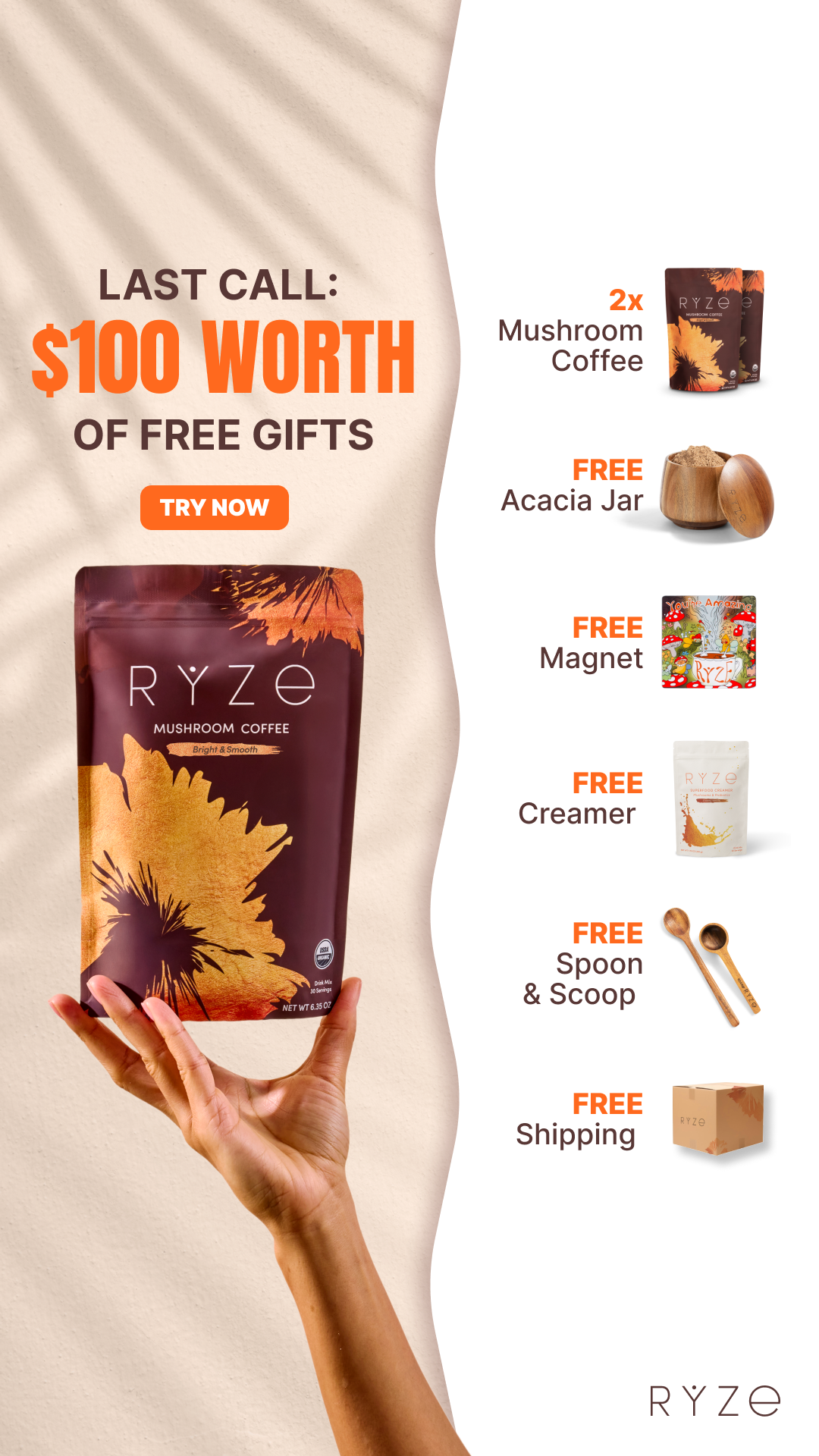 RYZE Superfoods Facebook ad