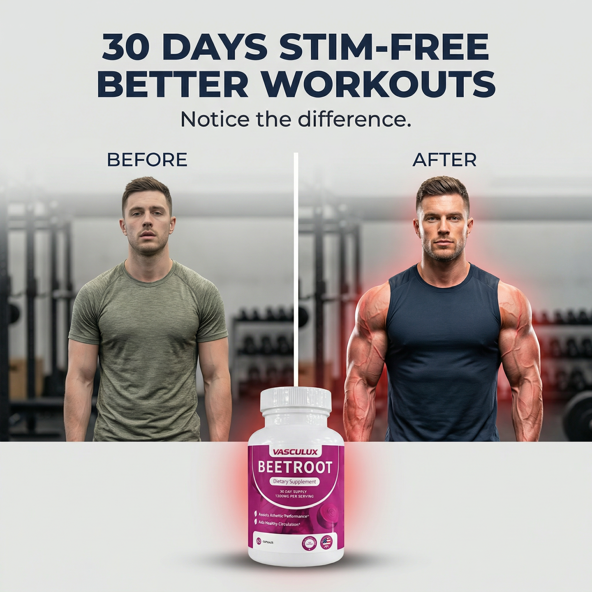 Vasculux Facebook ad: All The Pump. None Of The Panic.