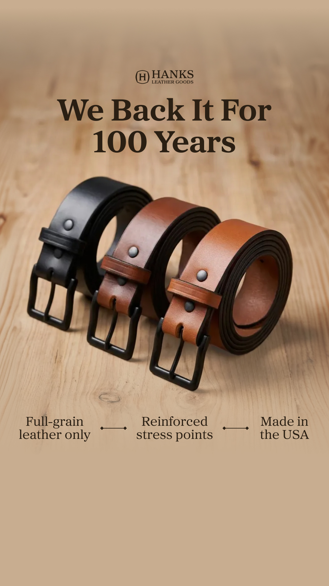 Hanks Leather Goods Facebook ad
