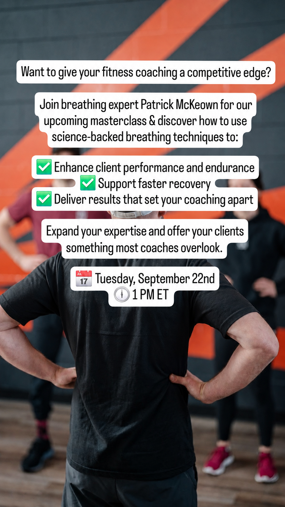 Oxygen Advantage Facebook ad: Breathwork Masterclass for Fitness Professionals