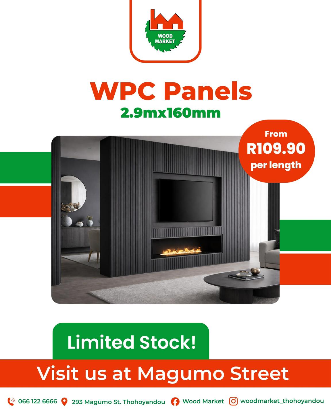 Wood market Facebook ad: Upgrade your space instantly