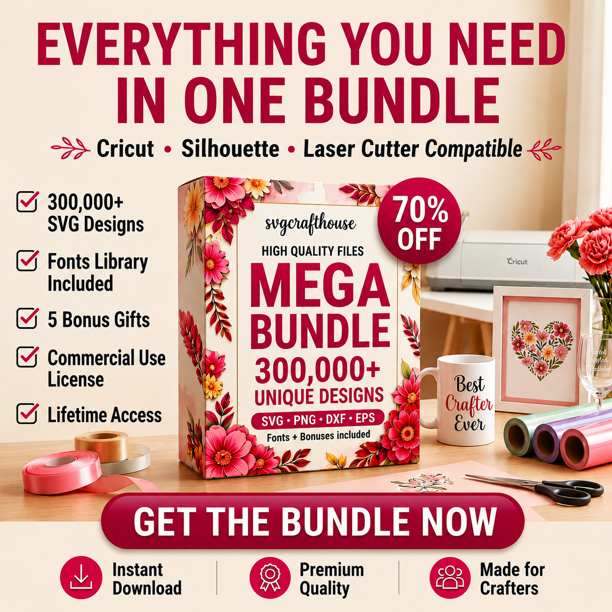 Svgcrafthouse Facebook ad: Stop Buying SVG Files One by One