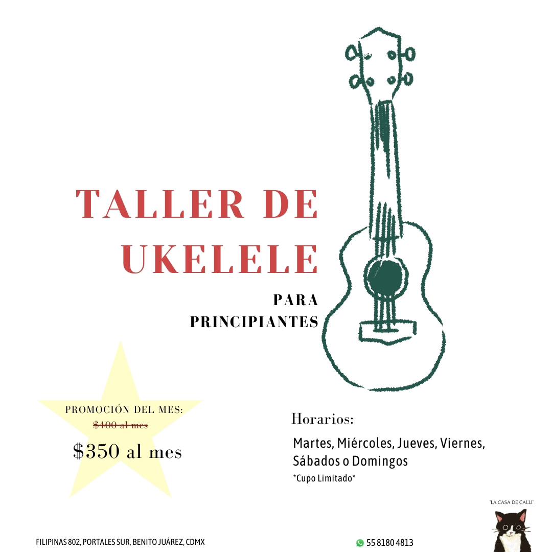 La Casa de Calli Facebook ad: ¡Aprende Ukelele o Guitarra en Comunidad!