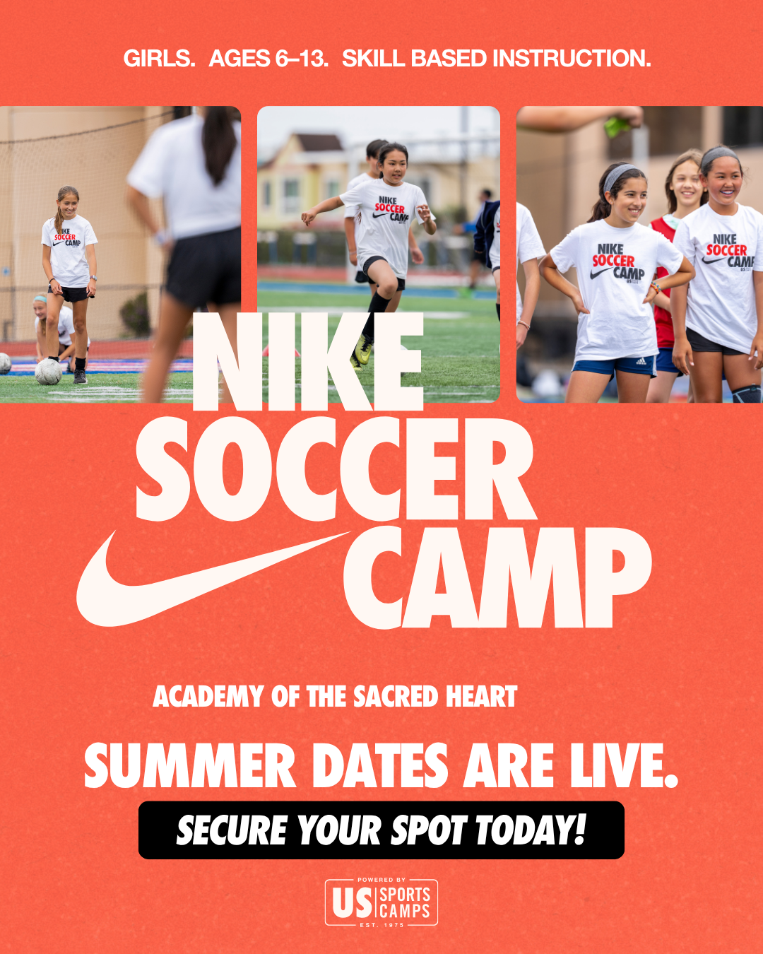 Reds Events Michigan Facebook ad: Nike Girls Soccer Camp at Academy of the Sacred Heart…