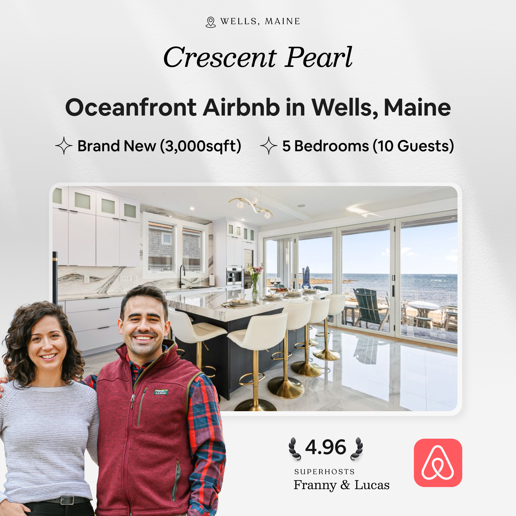 Grand Welcome Southern Coastal Maine Vacation Rental Management Facebook ad: Oceanfront Airbnb in Wells, Brand New 3,000sqft Escape…