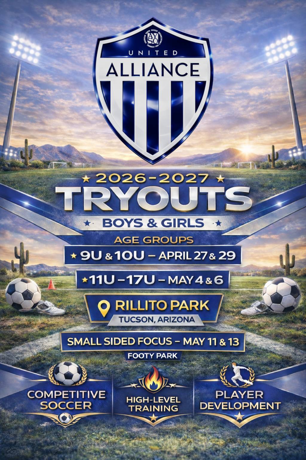 AYSO Region 350 Facebook ad: Alliance Tryout Registration is NOW OPEN!