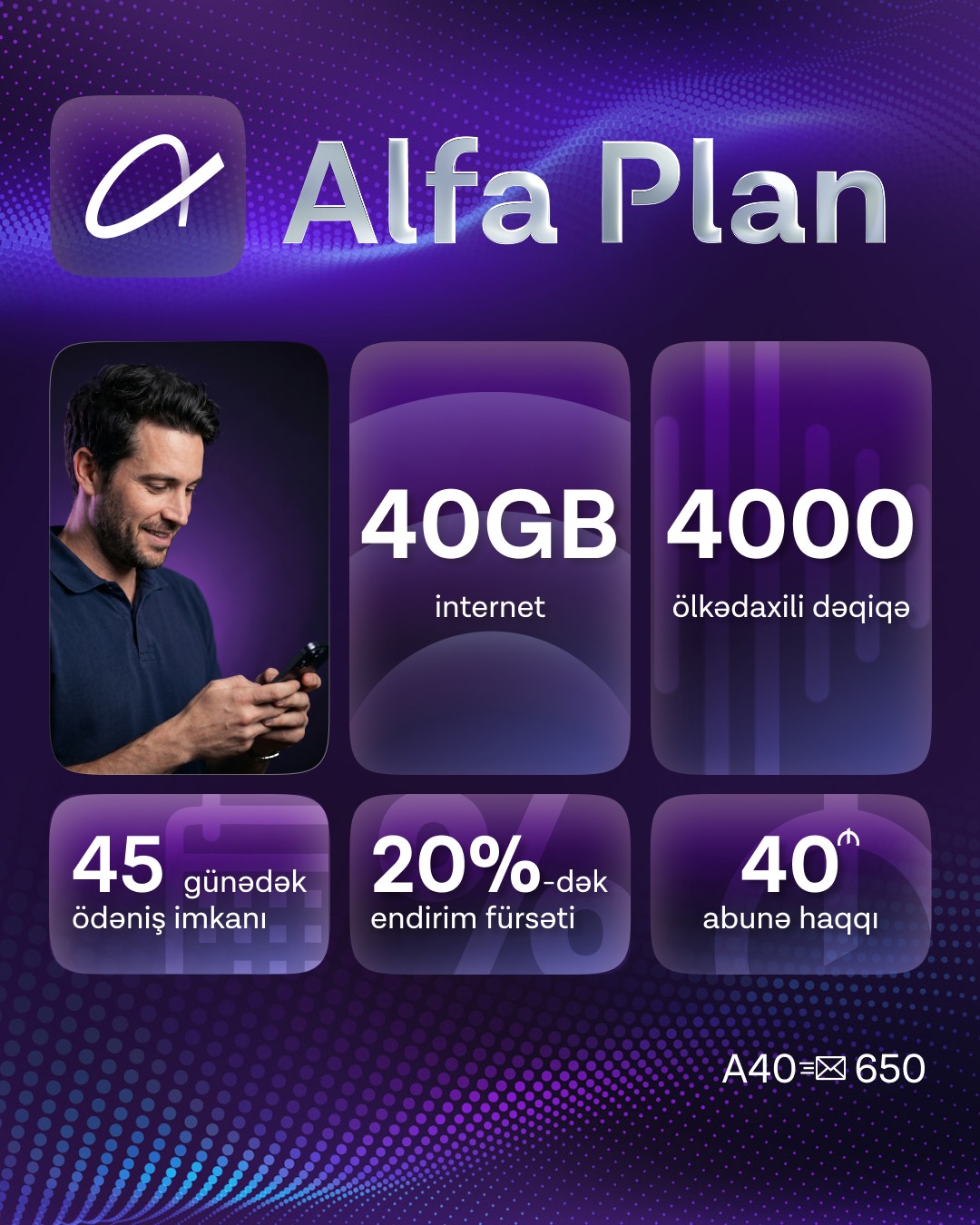 Azercell Facebook ad: Alfa Plan 40GB tarifini qarşıla!