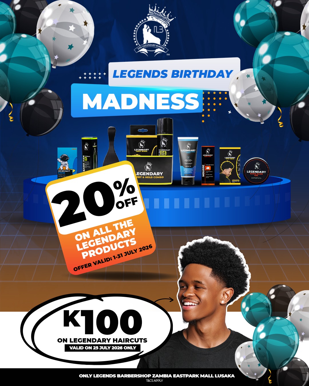 Legends Barbershop Zambia Facebook ad: Lusaka, the celebration is on!