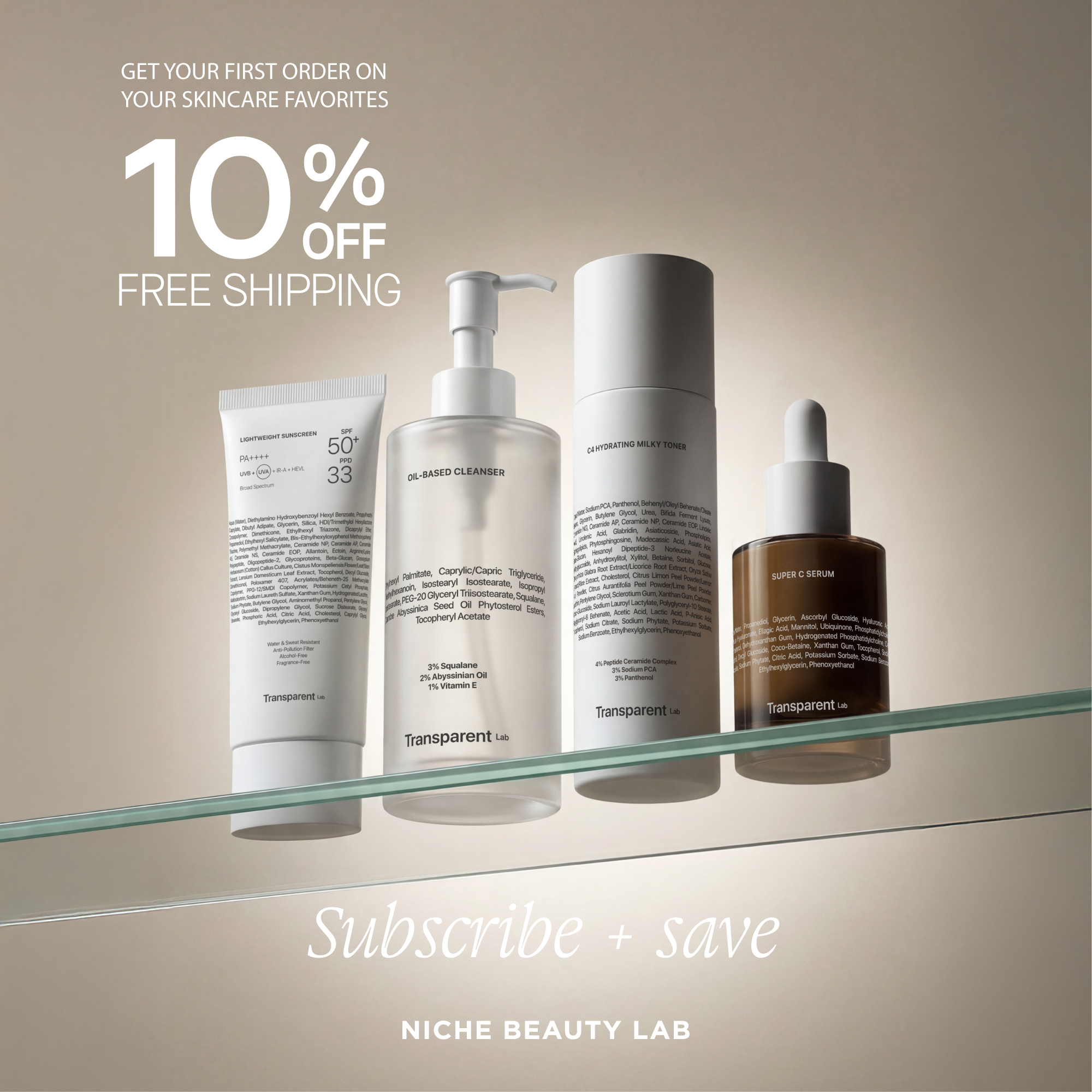 Niche Beauty Lab Facebook ad: Your new routine starts here