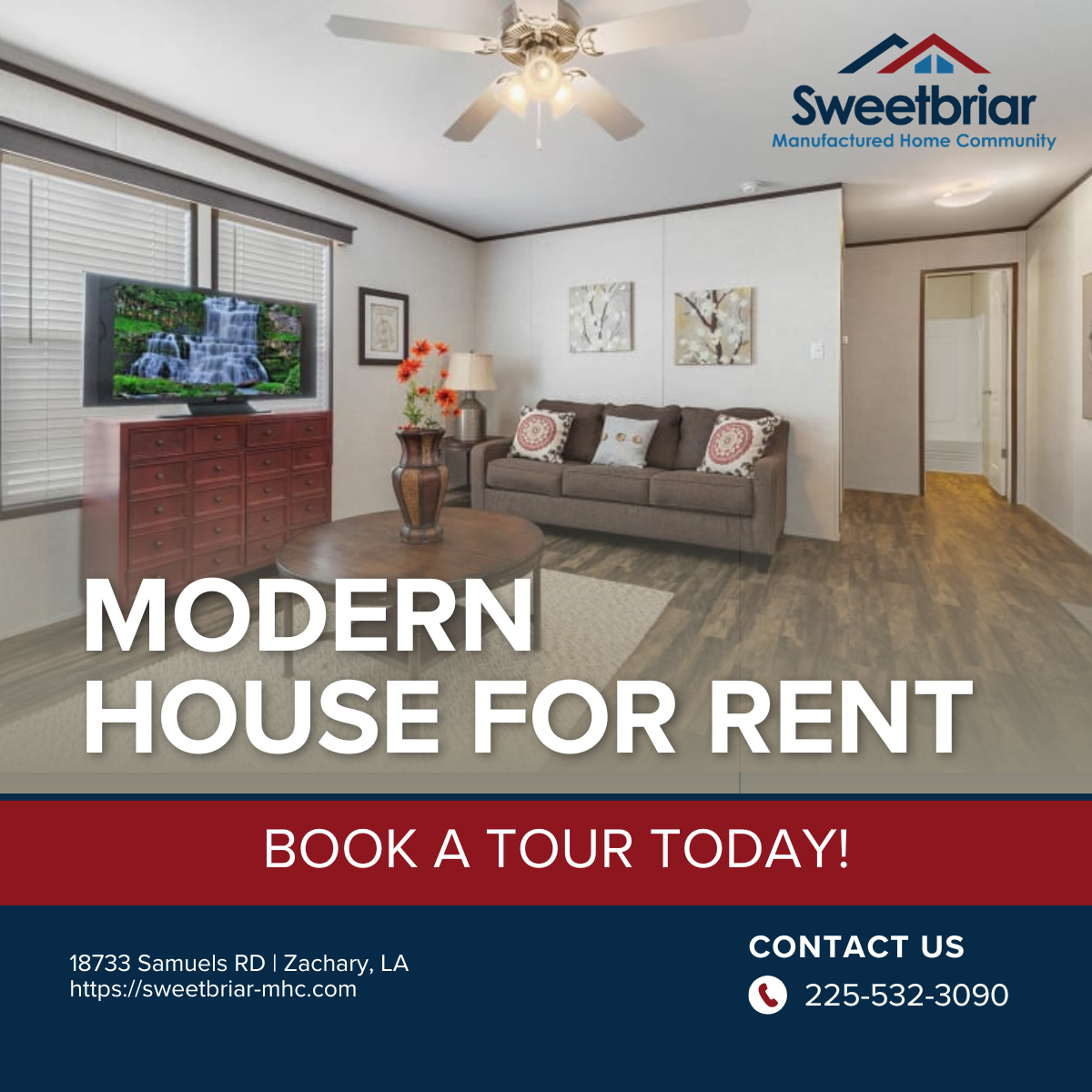 Sweetbriar Manufactured Home Community Facebook ad: Premier manufactured home community located in Zachary…
