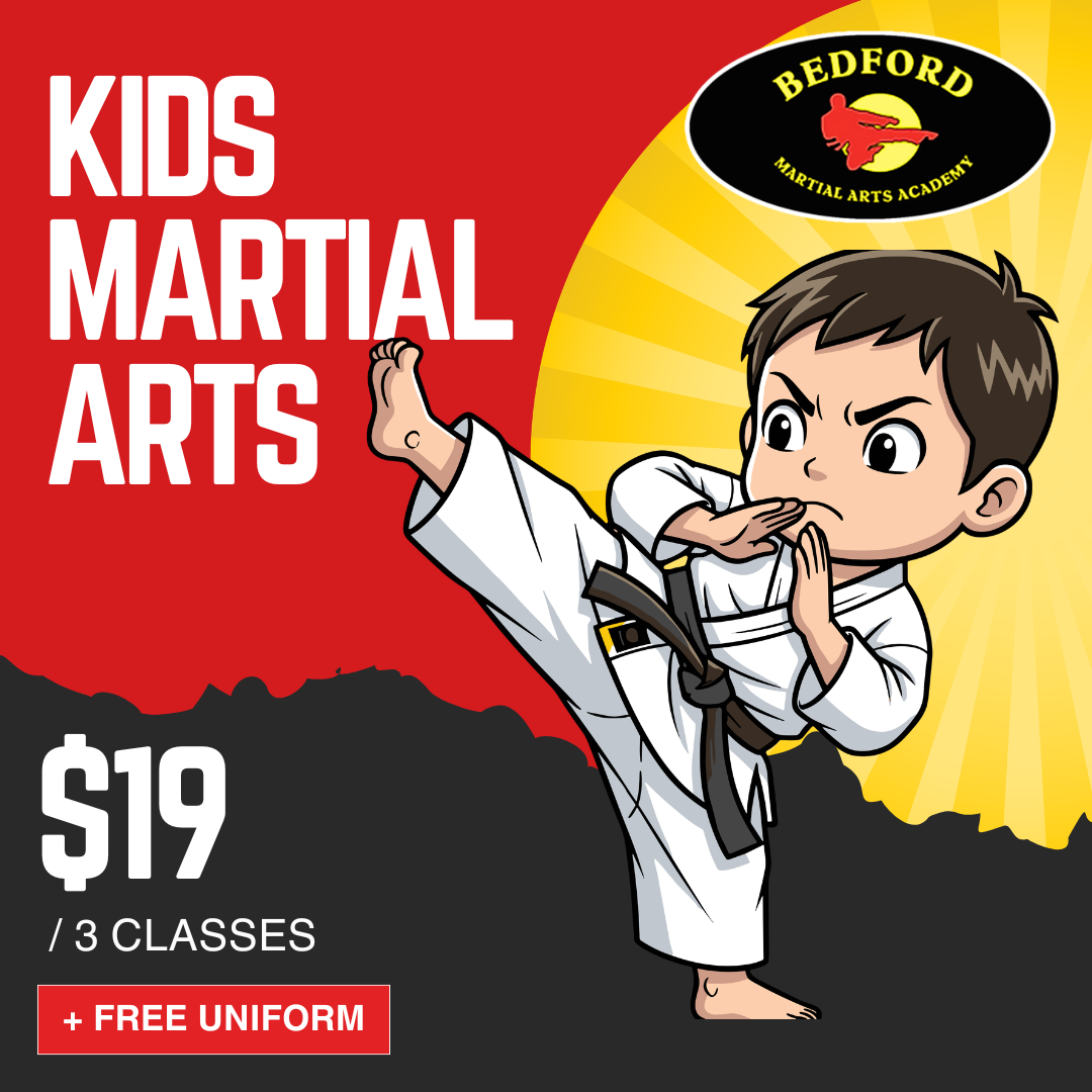 Bedford Martial Arts Academy Facebook ad: 3 Classes for $19 + FREE Uniform