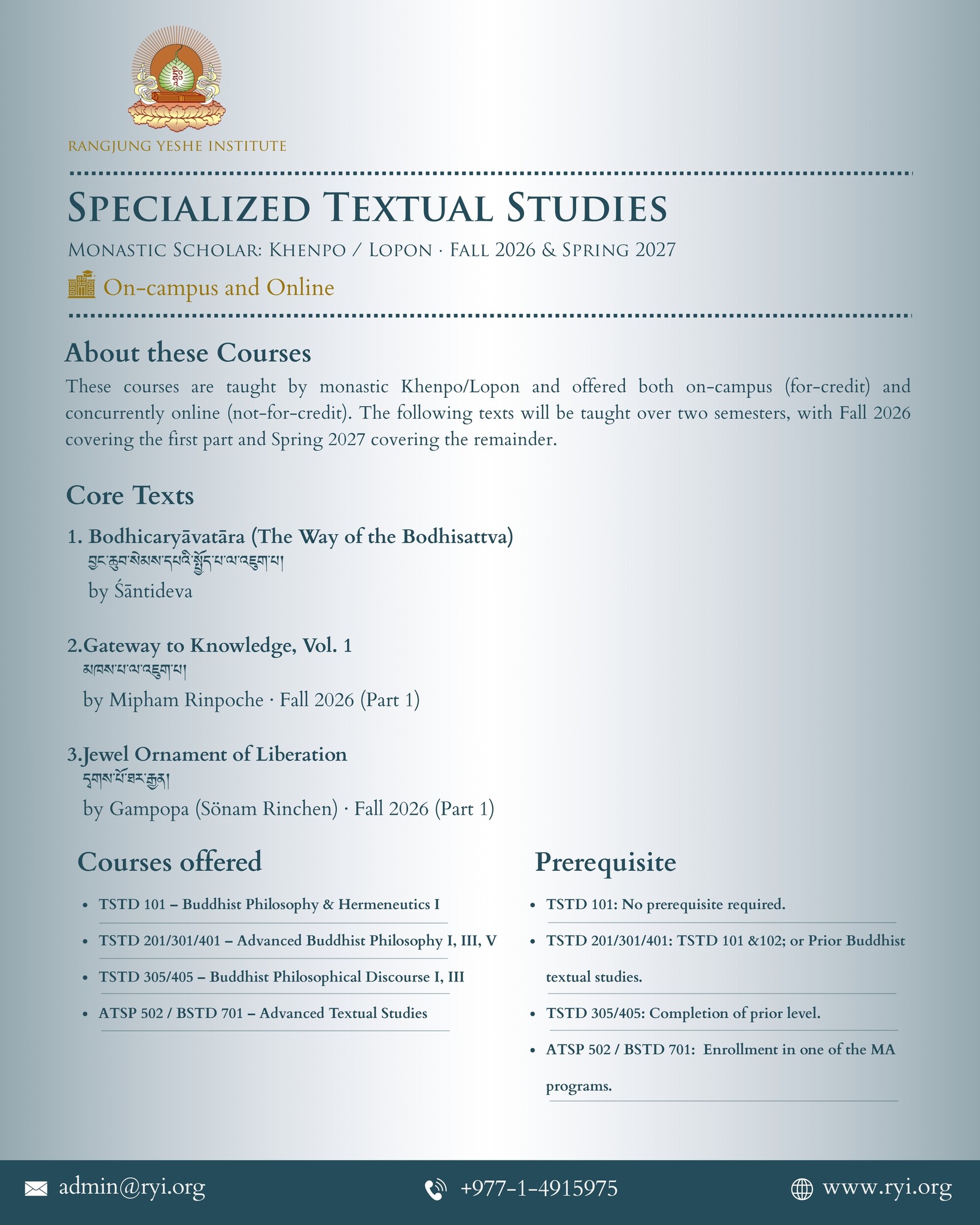 Rangjung Yeshe Institute Facebook ad: Curious about the texts featured in our specialized…