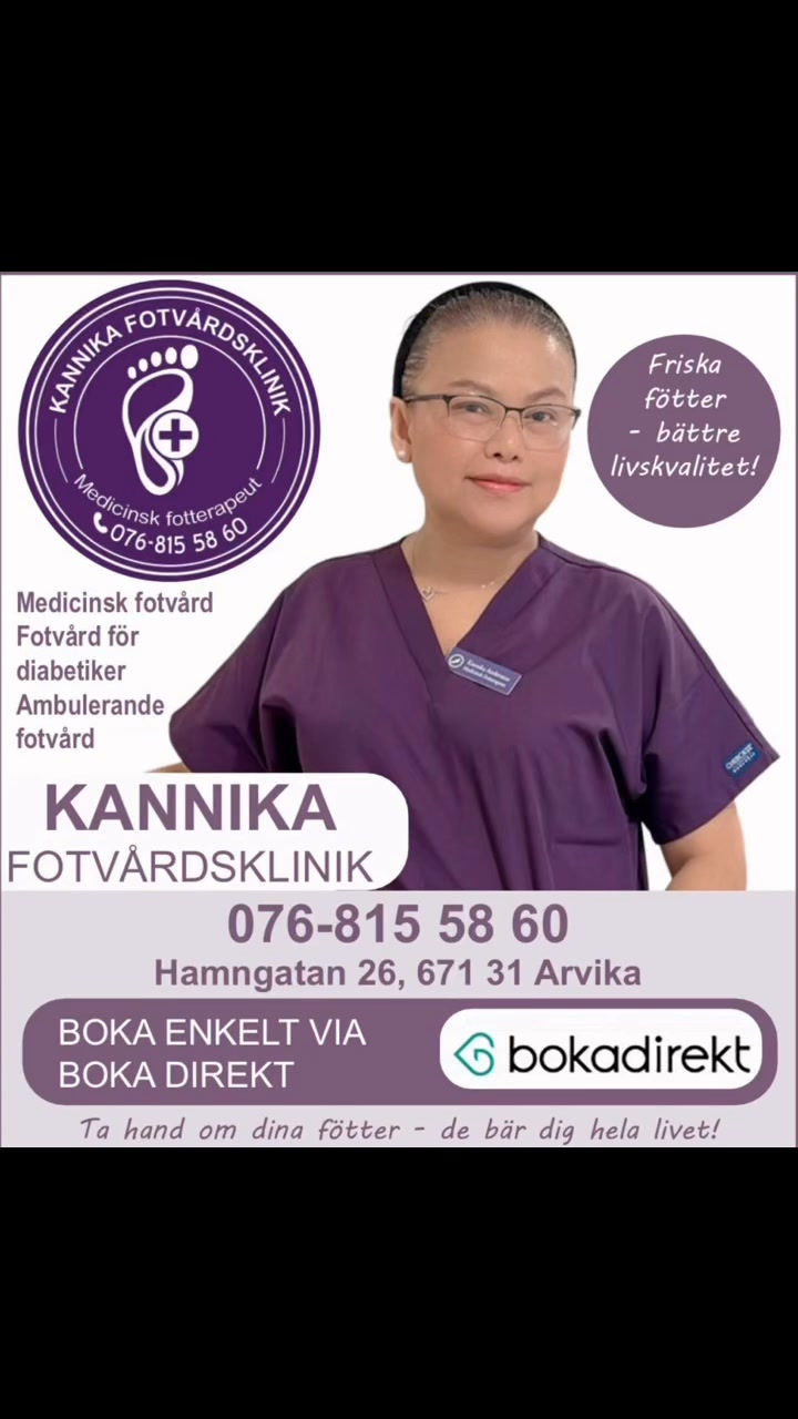 Kannika Fotvårdsklinik Facebook ad: Medicinsk fotvård för hållbara och friska fötter.