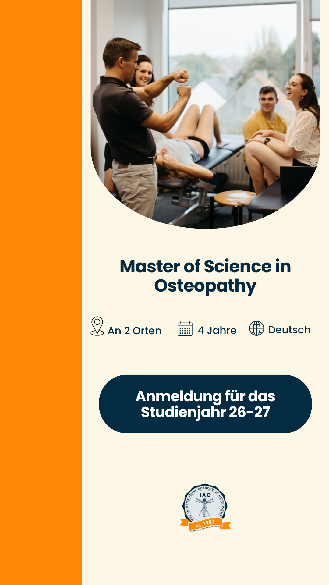 The International Academy of Osteopathy Facebook ad from May 12, 2026