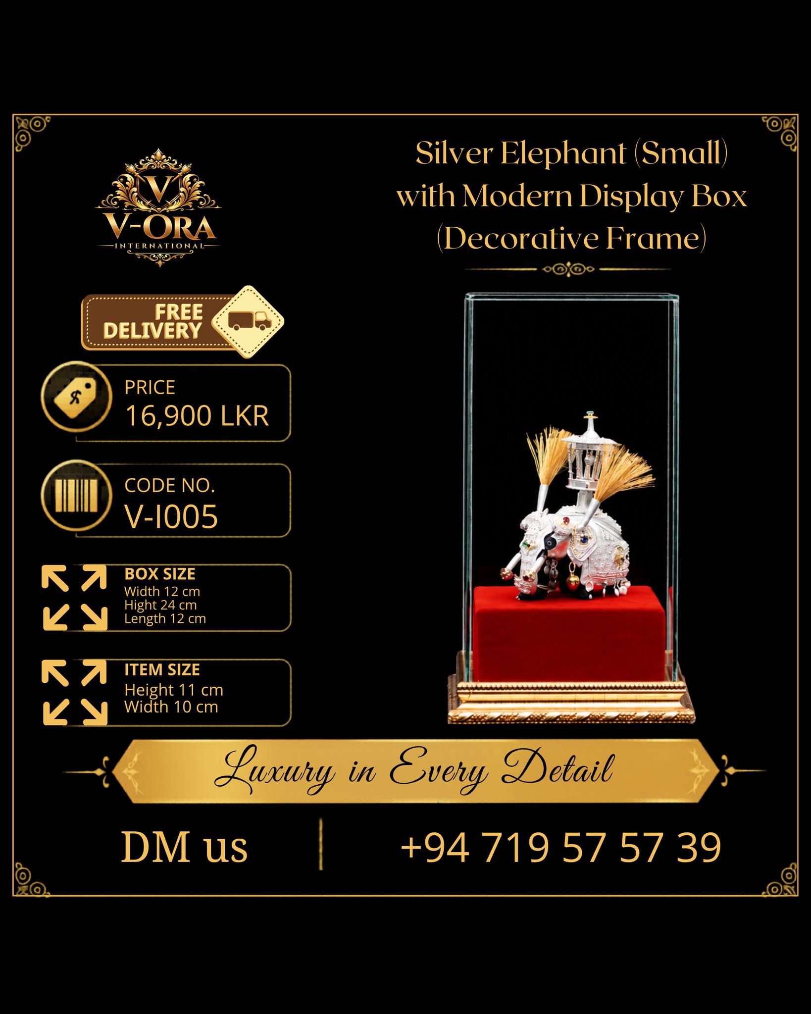 V-Ora International Facebook ad: Silver Elephant with Dhalada Karanduwa Display Box…