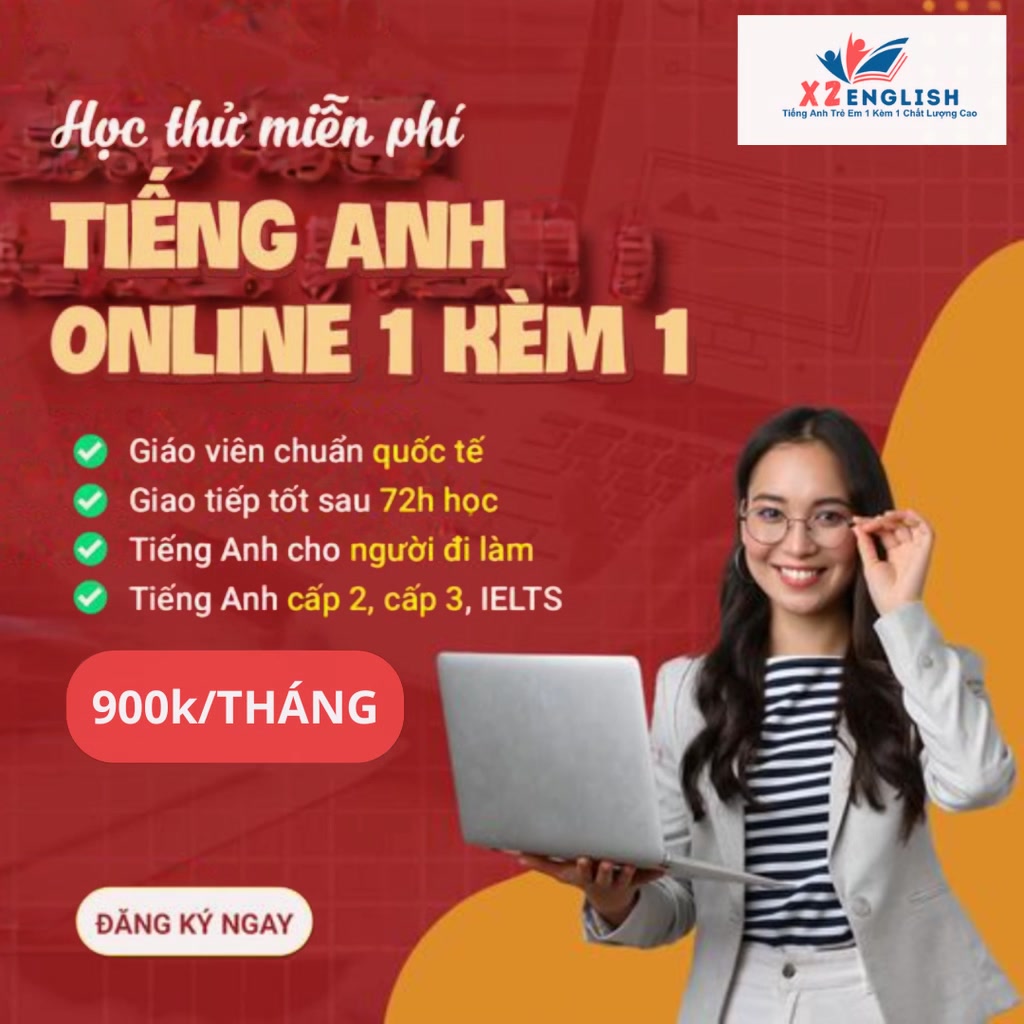X2English - Tiếng Anh 1 Kèm 1 Cho Người Đi Làm Facebook ad: TỪ 900K/THÁNG - GIÁO VIÊN GIỎI 1 KÈM 1