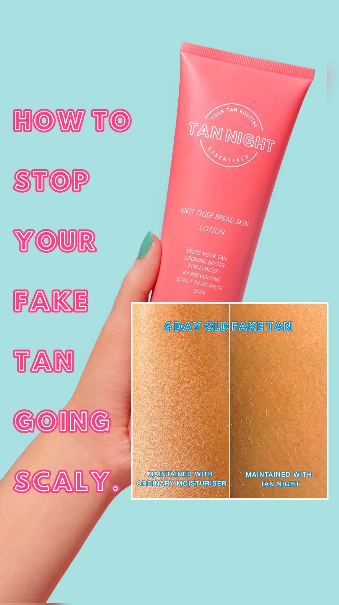 Tan Night Facebook ad: Keeps your fake tan in check and scale free