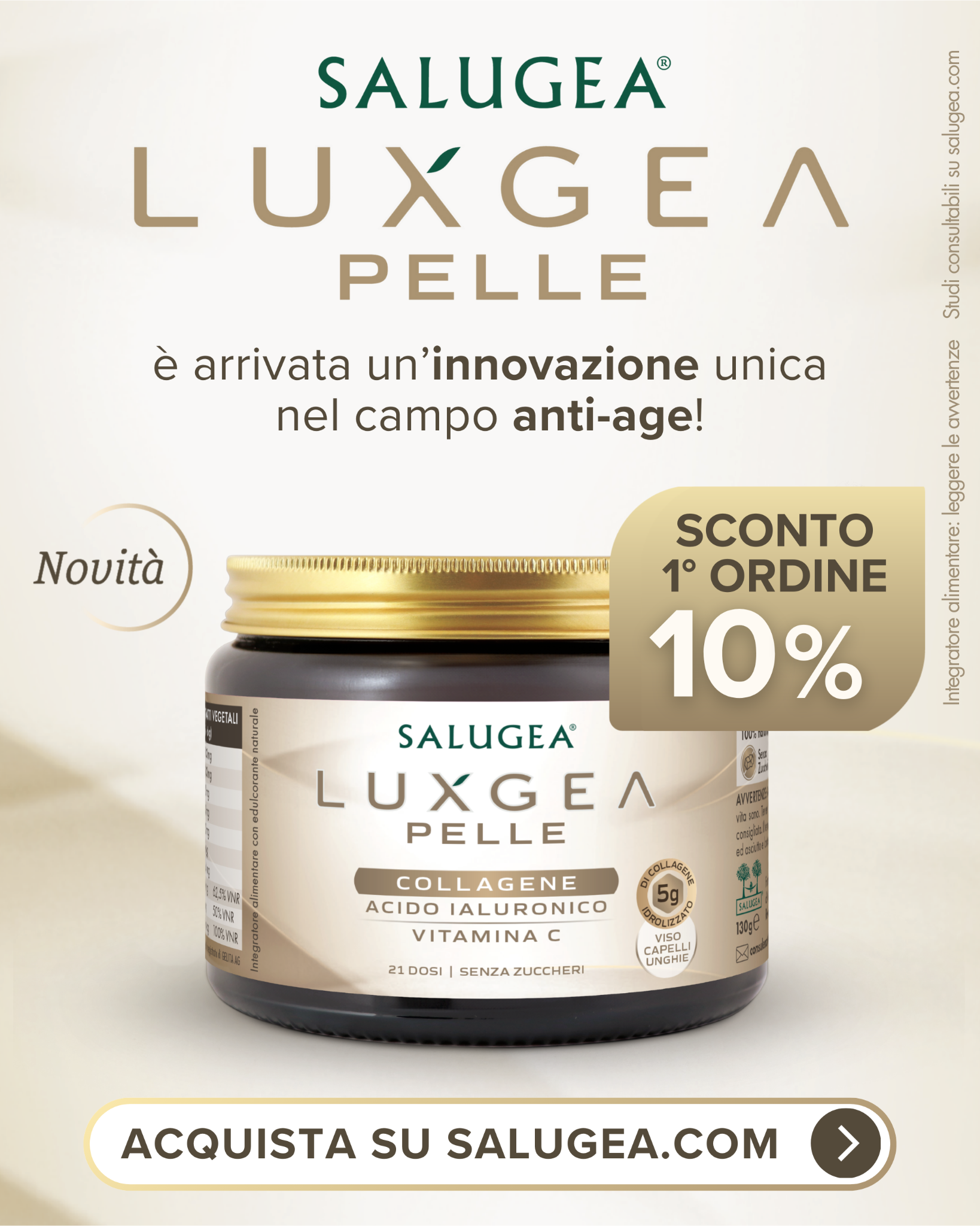 Salugea Facebook ad: Scopri LuxGea Pelle