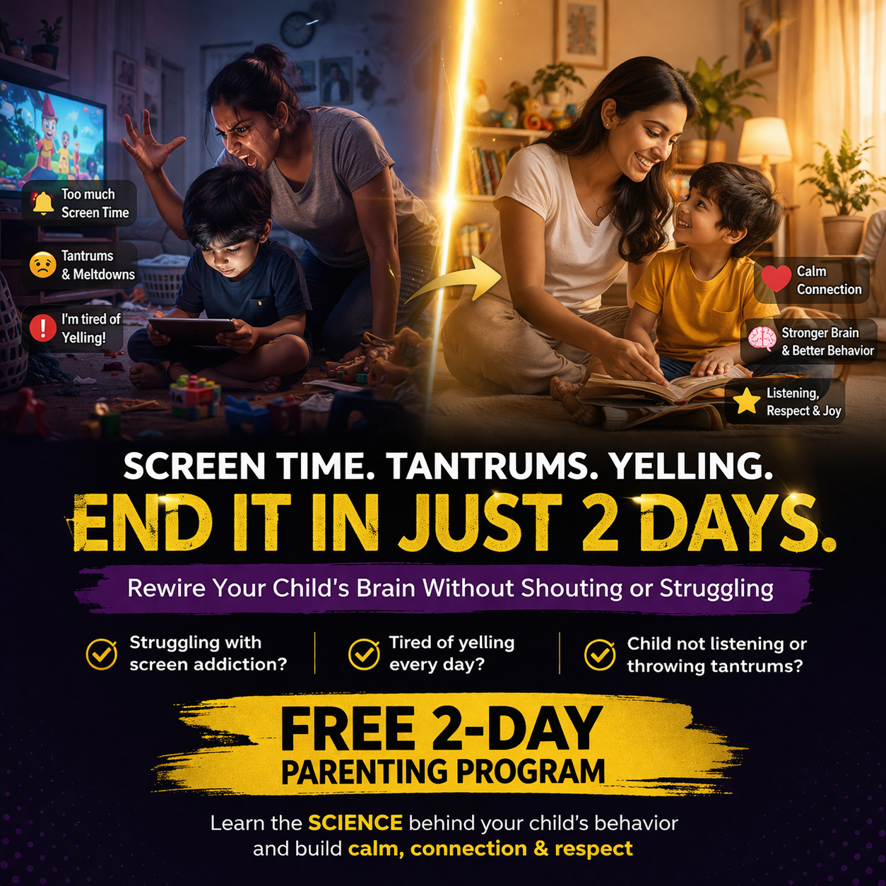 Parentingwithpriyanka Facebook ad: Free 2-Day Parenting Program for Moms