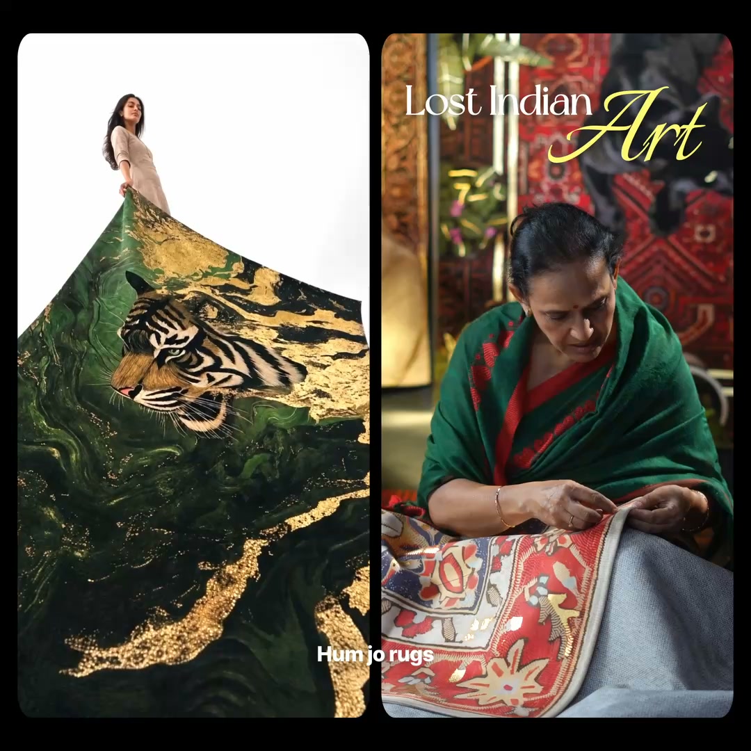 PittariSpaces Facebook ad: Flat 50% Off on Gold-Pressed Luxury Rugs
