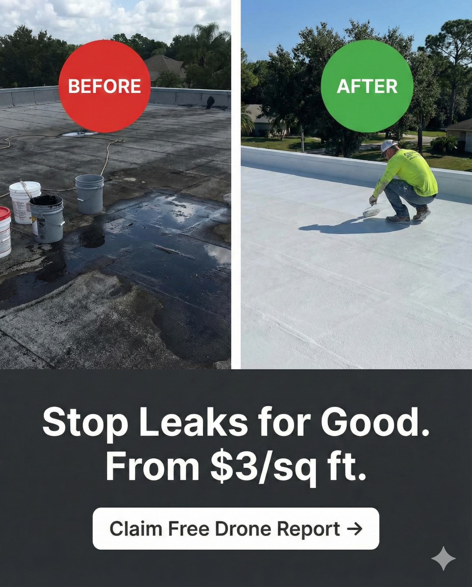 Niva GR Facebook ad: Flat Roof Coating from $4/sq ft