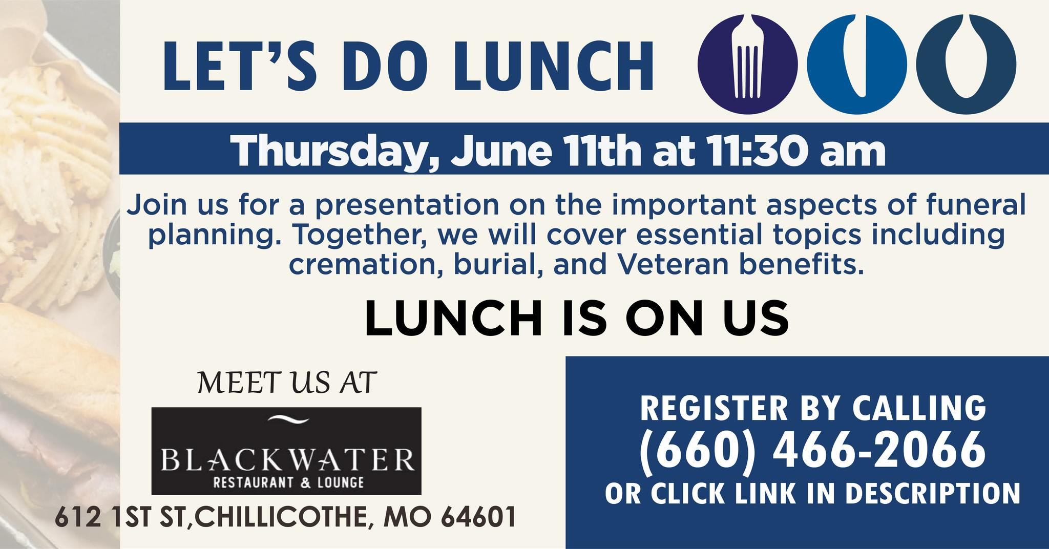 Lindley Funeral Homes Facebook ad: Let's Do Lunch