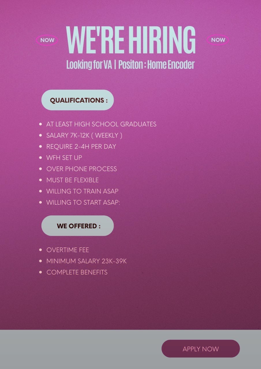 Elenita Charito Facebook ad: URGENT HIRING! (VA JOB)