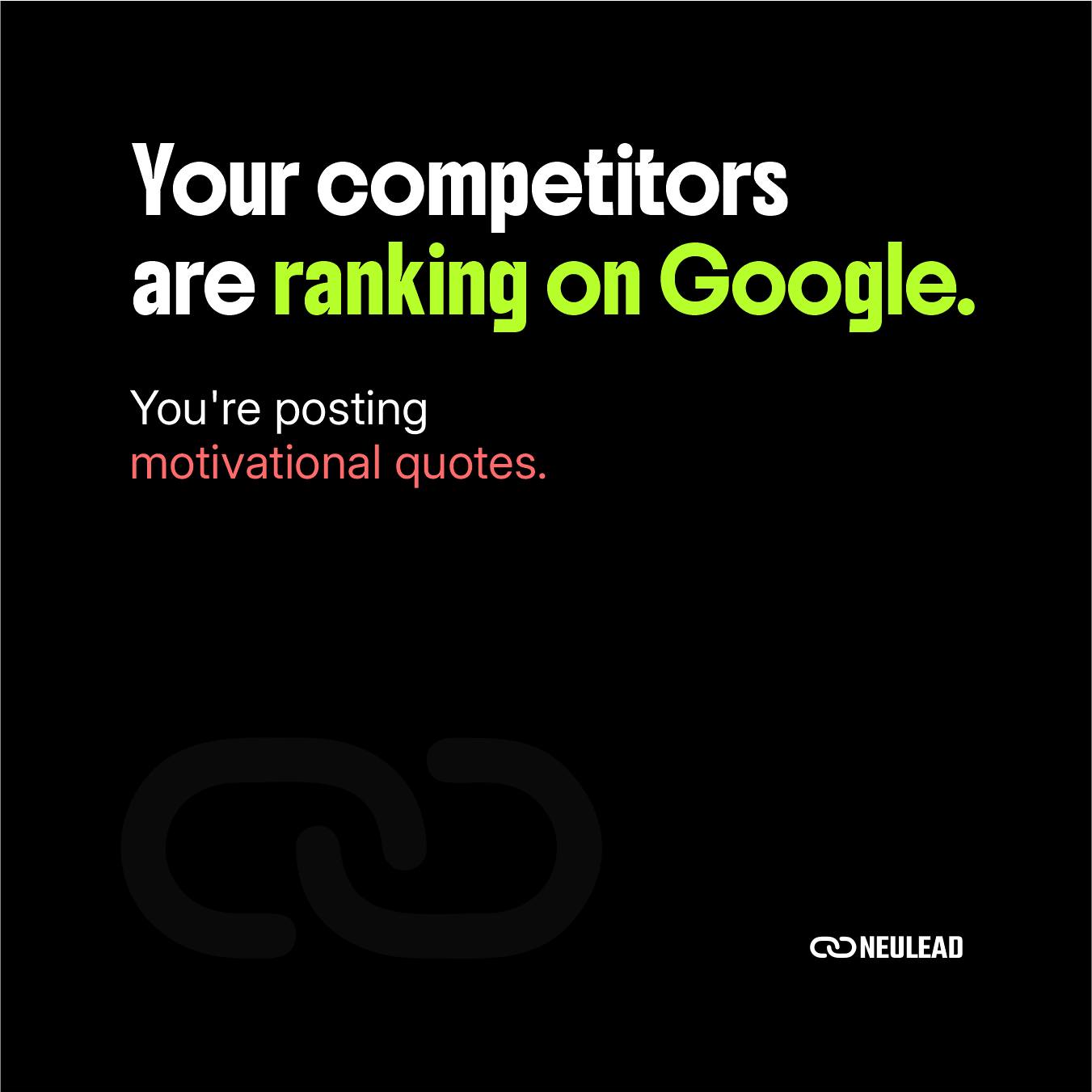 Neulead Facebook ad: While you're posting Canva quotes, your competitors are