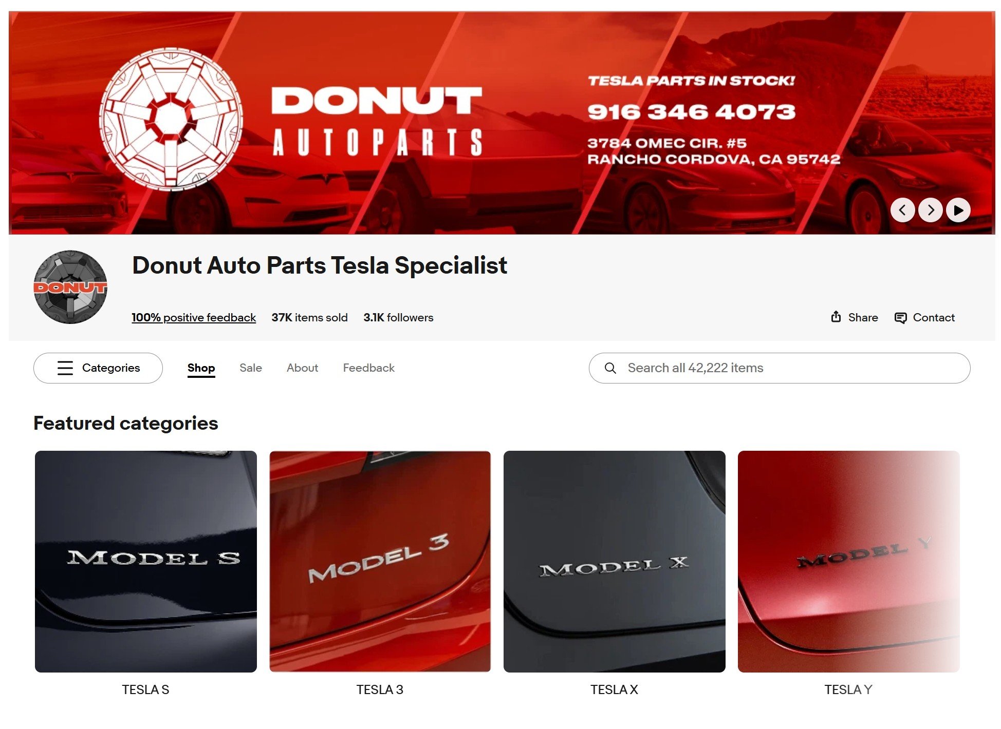 John Trunyan Facebook ad: Tesla Parts Specialist https://www.ebay.com/str/donutparts