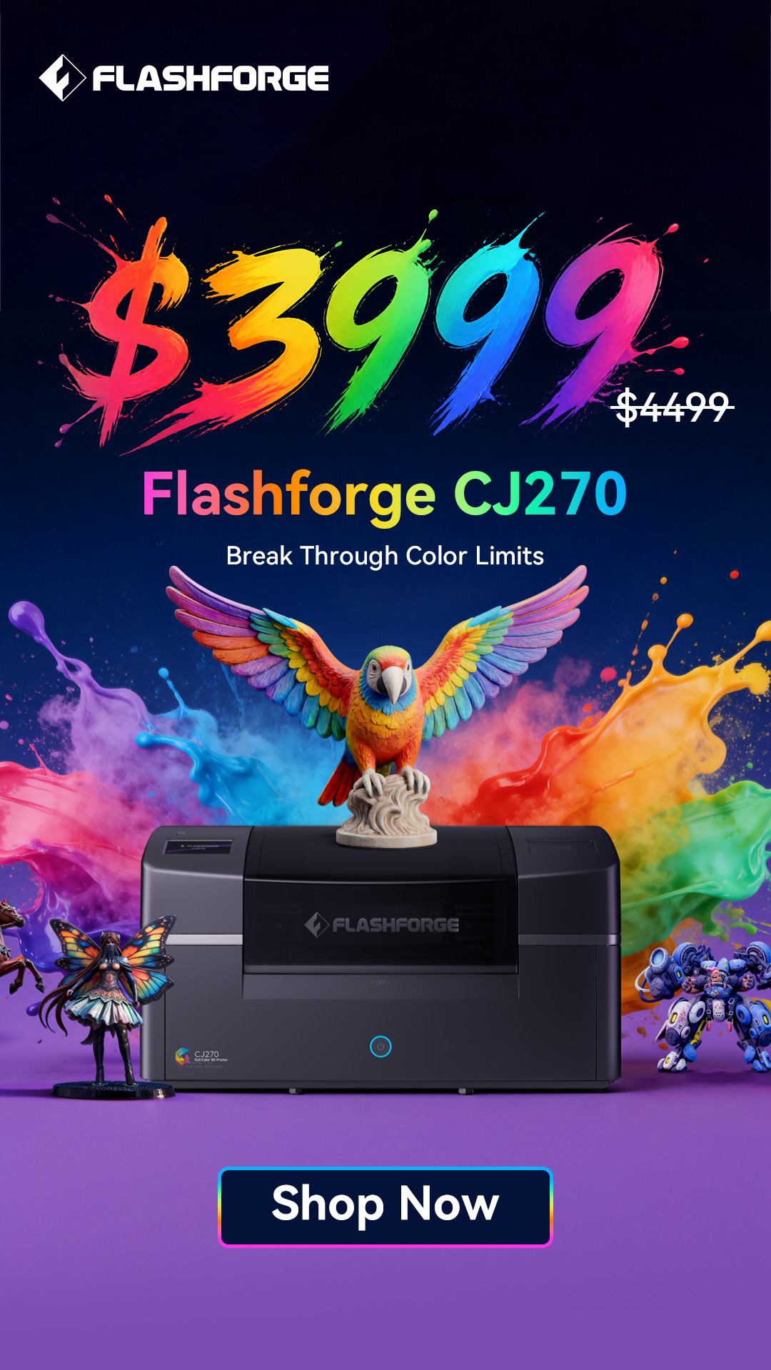 Flashforge Facebook ad: Flashforge CJ270-- Millions of Colors,One Print.The…