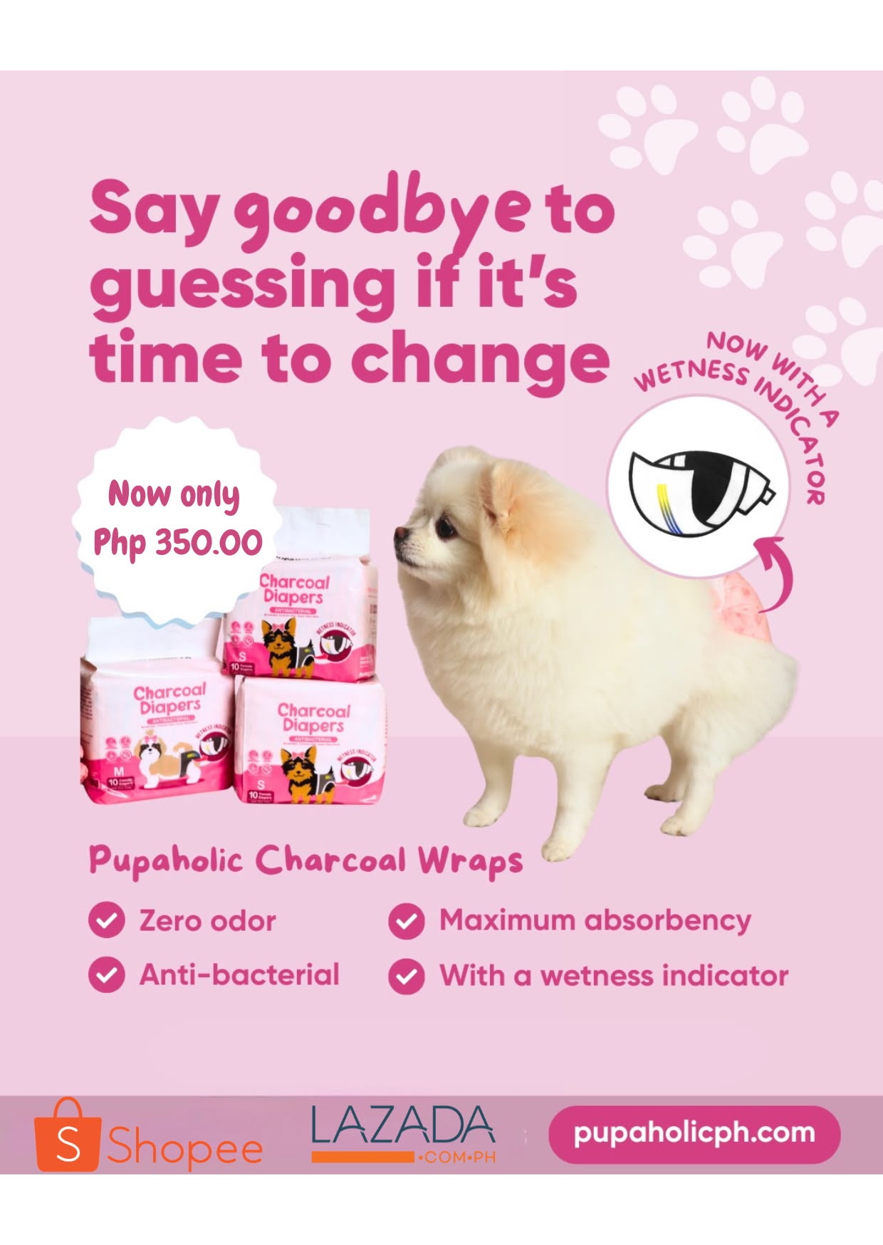 Pupaholic PH Facebook ad: Pupaholic PH - Charcoal Dog Training Pads and Charcoal Wipes