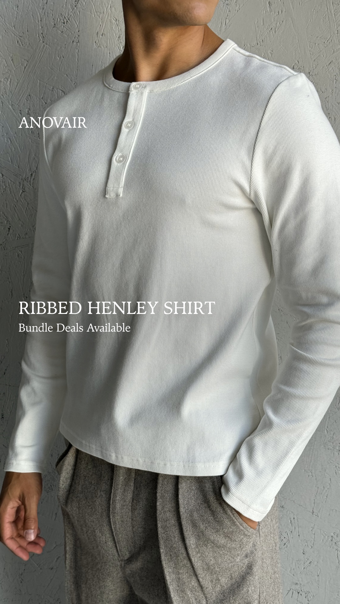 Anovair Facebook ad: Bestselling Henley Shirts, Buy 3 & Save 25%