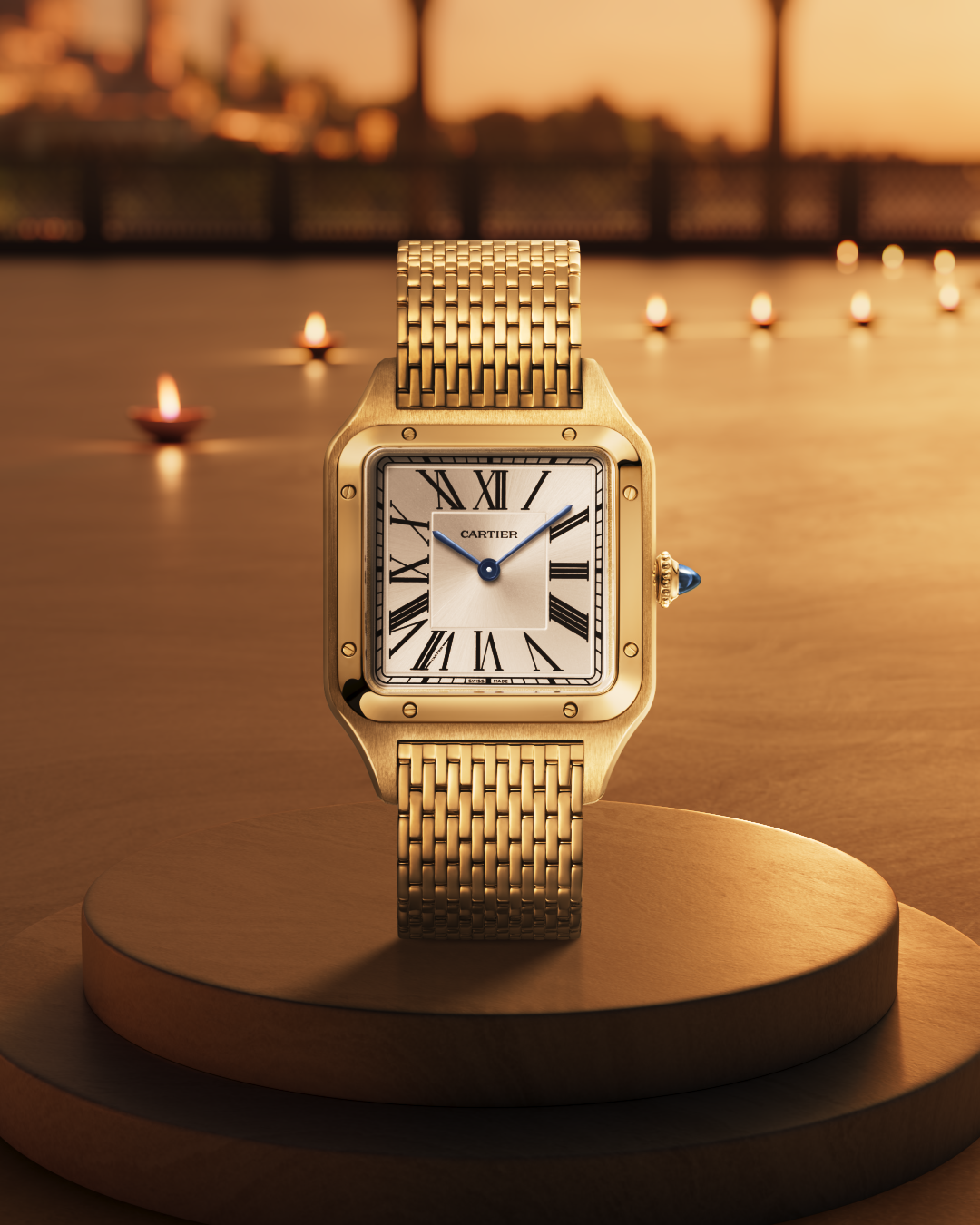 Cartier Facebook ad: With flowing gold links, the Santos-Dumont watch brings…