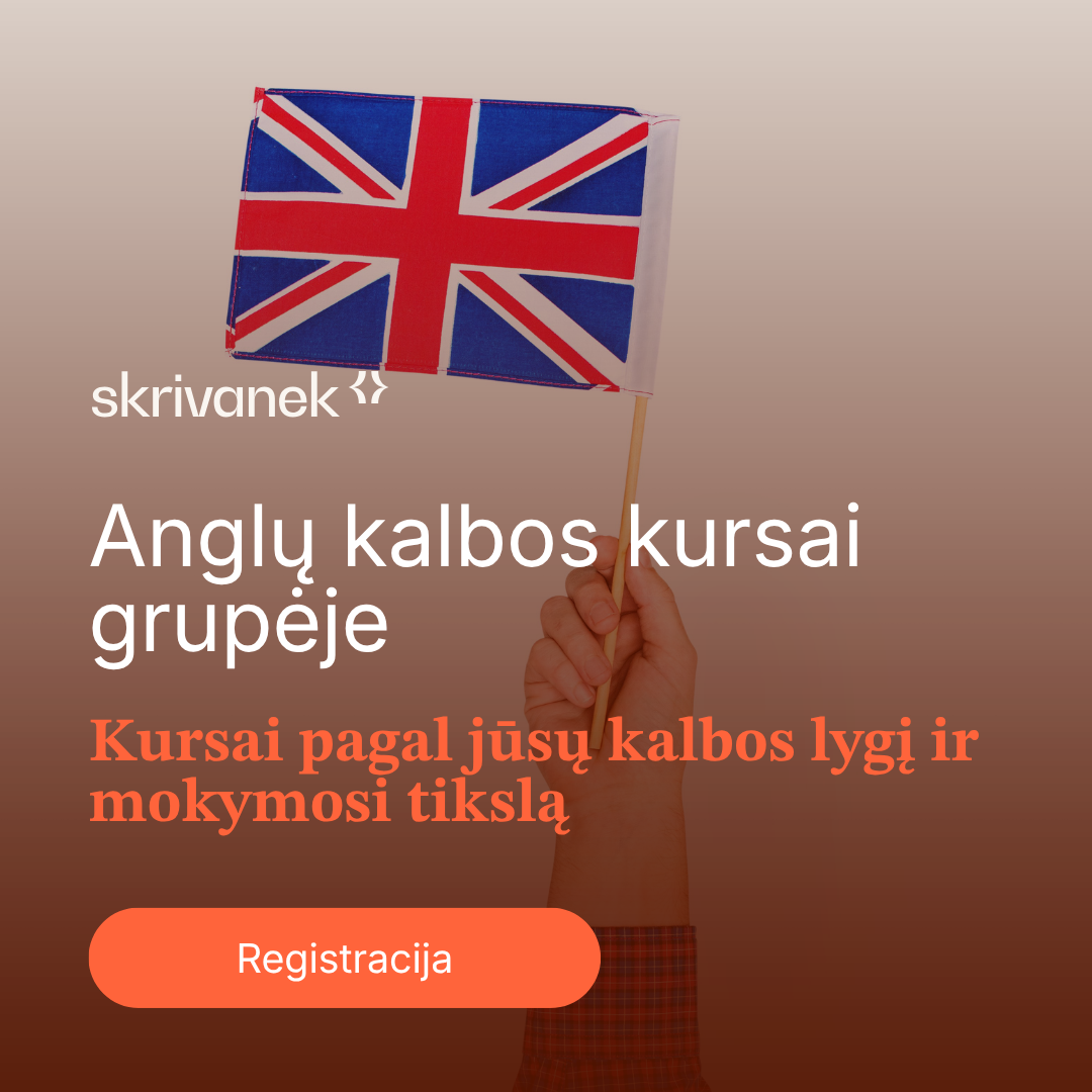 Skrivanek Lietuva Facebook ad: Anglų kalbos kursai suaugusiesiems