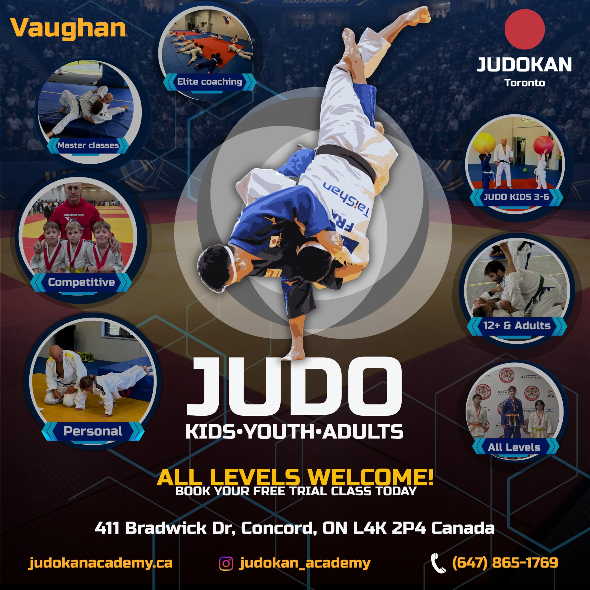 Judo Youth 7+ Facebook ad: Contact JUDOKAN Academy