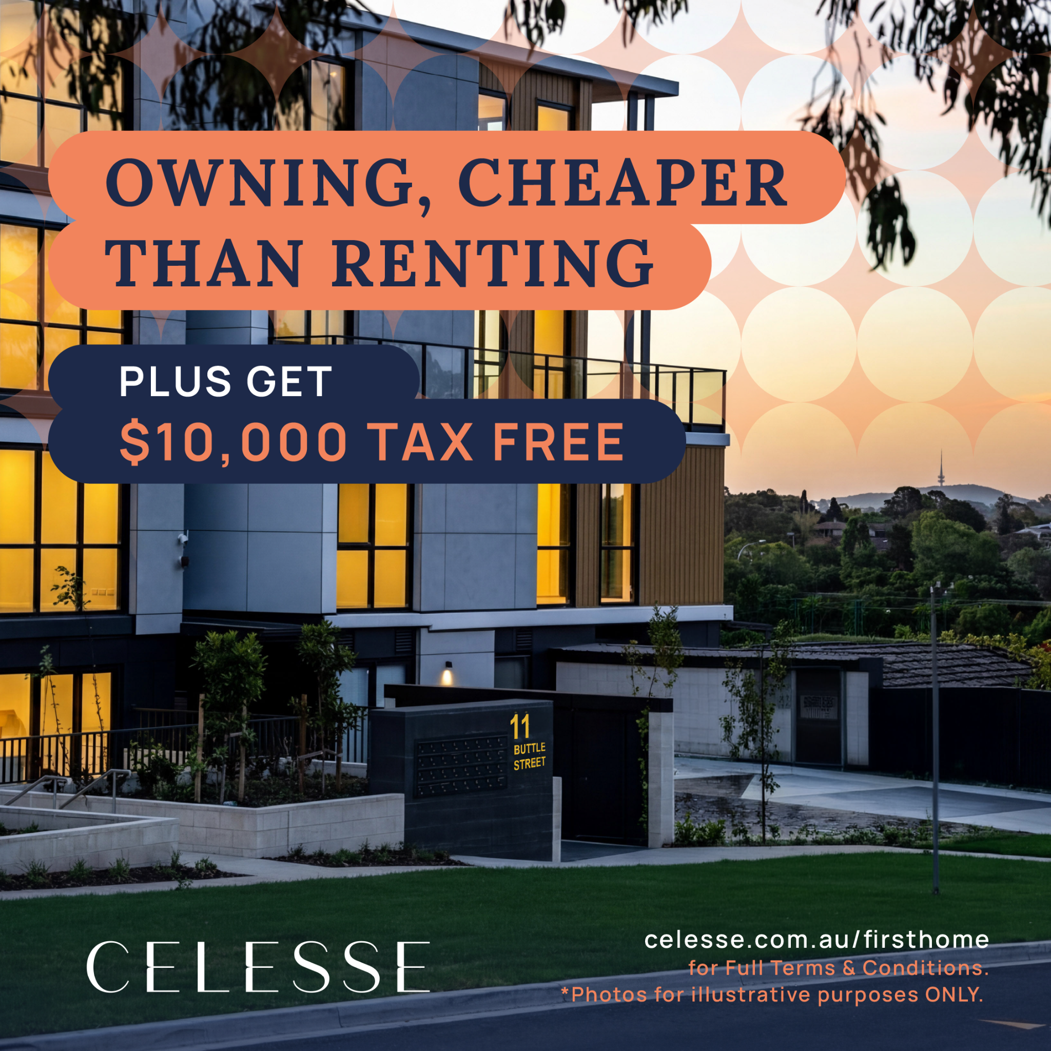 Celesse Queanbeyan Facebook ad: $10K Grant. No Stamp Duty. Low 2% Deposit.