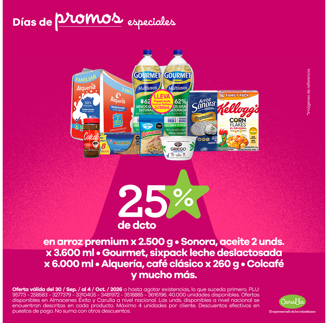 Carulla Facebook ad: Semana de locura y ofertas.