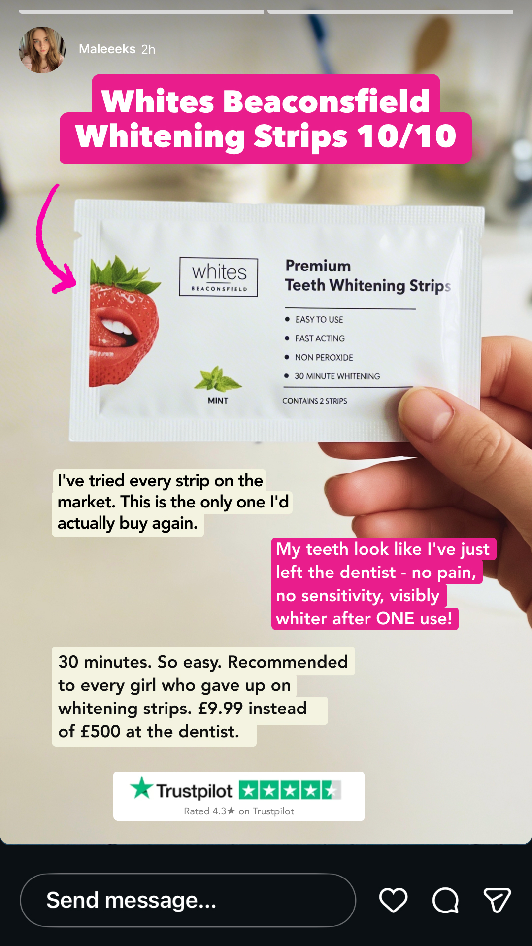 Whites Beaconsfield Facebook ad: Affordable Teeth Whitening