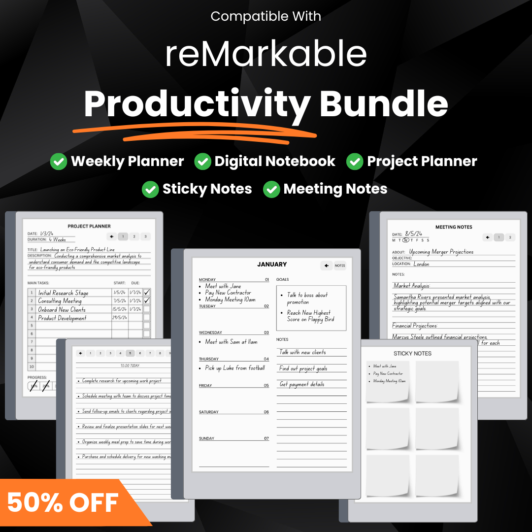 Your Productivity Pro Facebook ad: reMarkable Productivity Bundle Templates