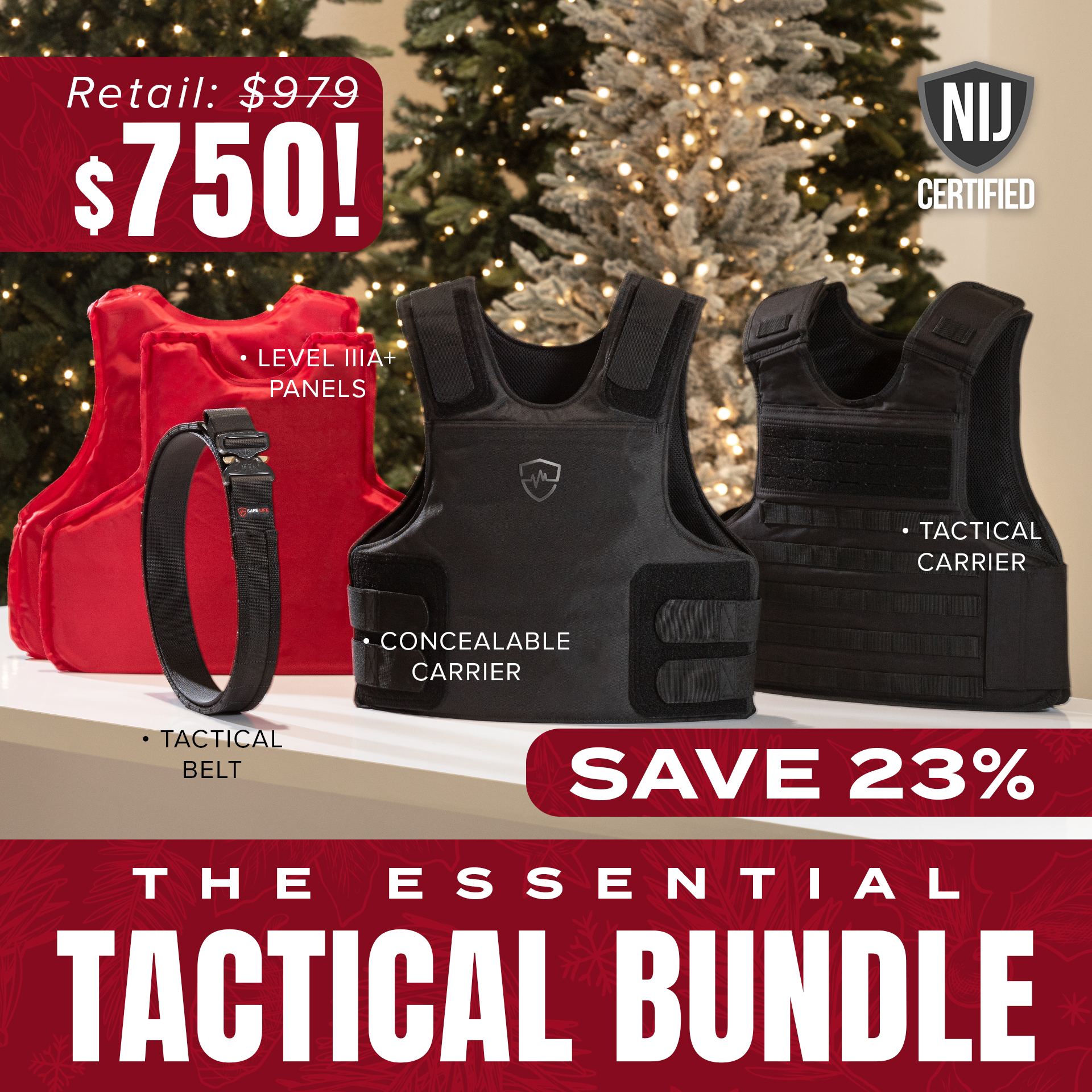 Safe Life Defense Facebook ad: HOLIDAY ARMOR SALE