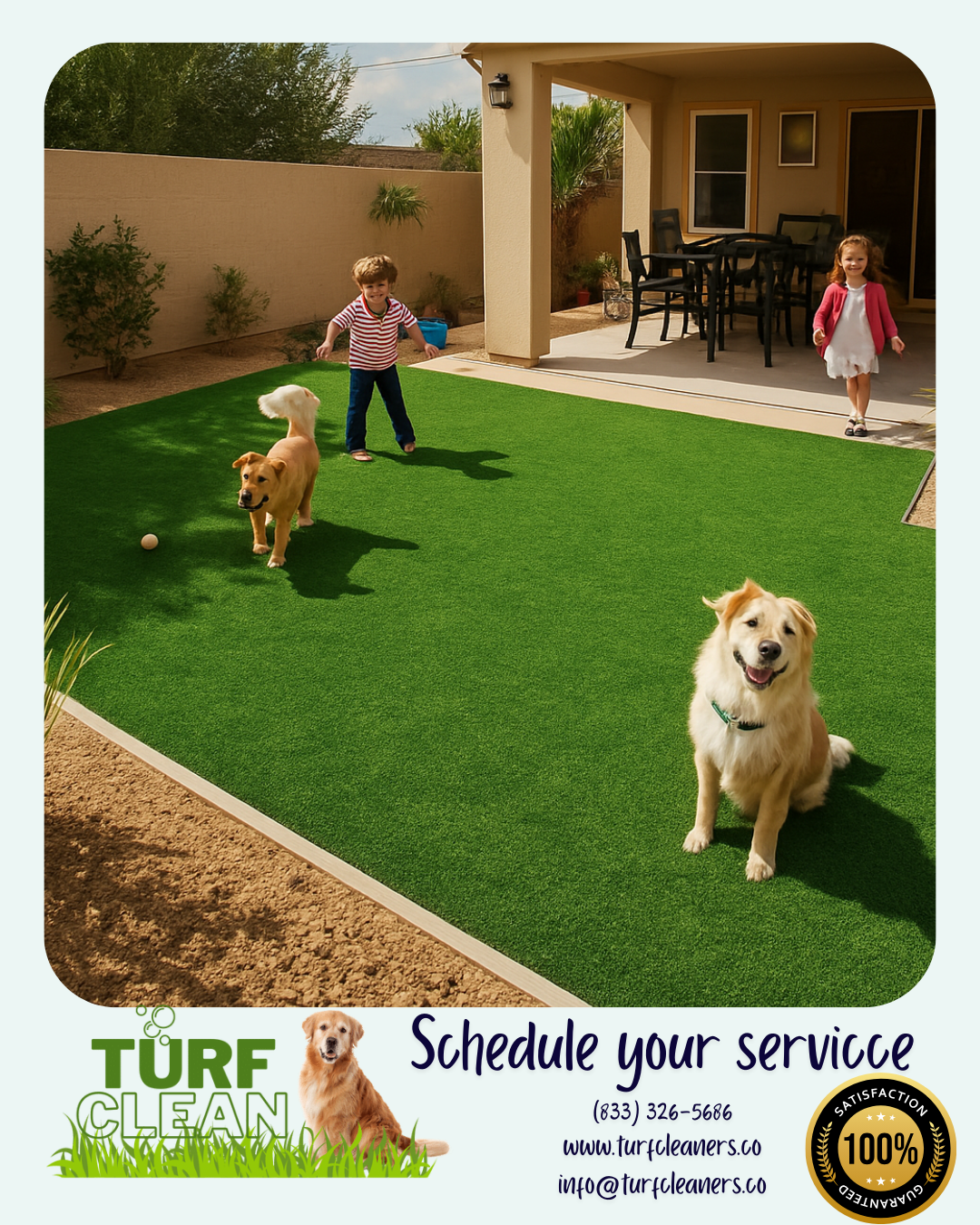 Turf Cleaner Facebook ad: Fresh turf for pets & kids.