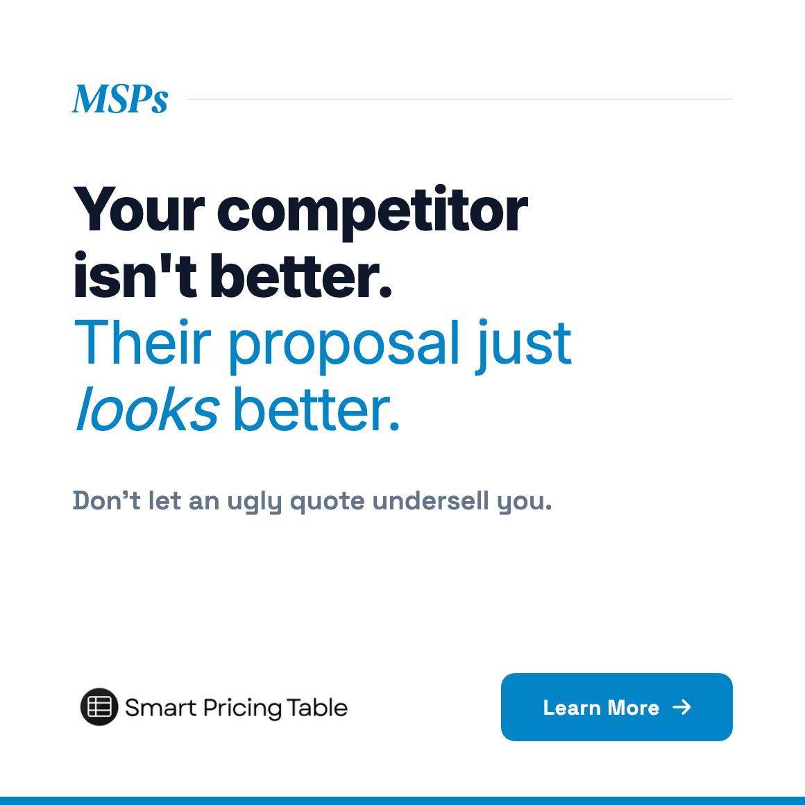 Smart Pricing Table Facebook ad