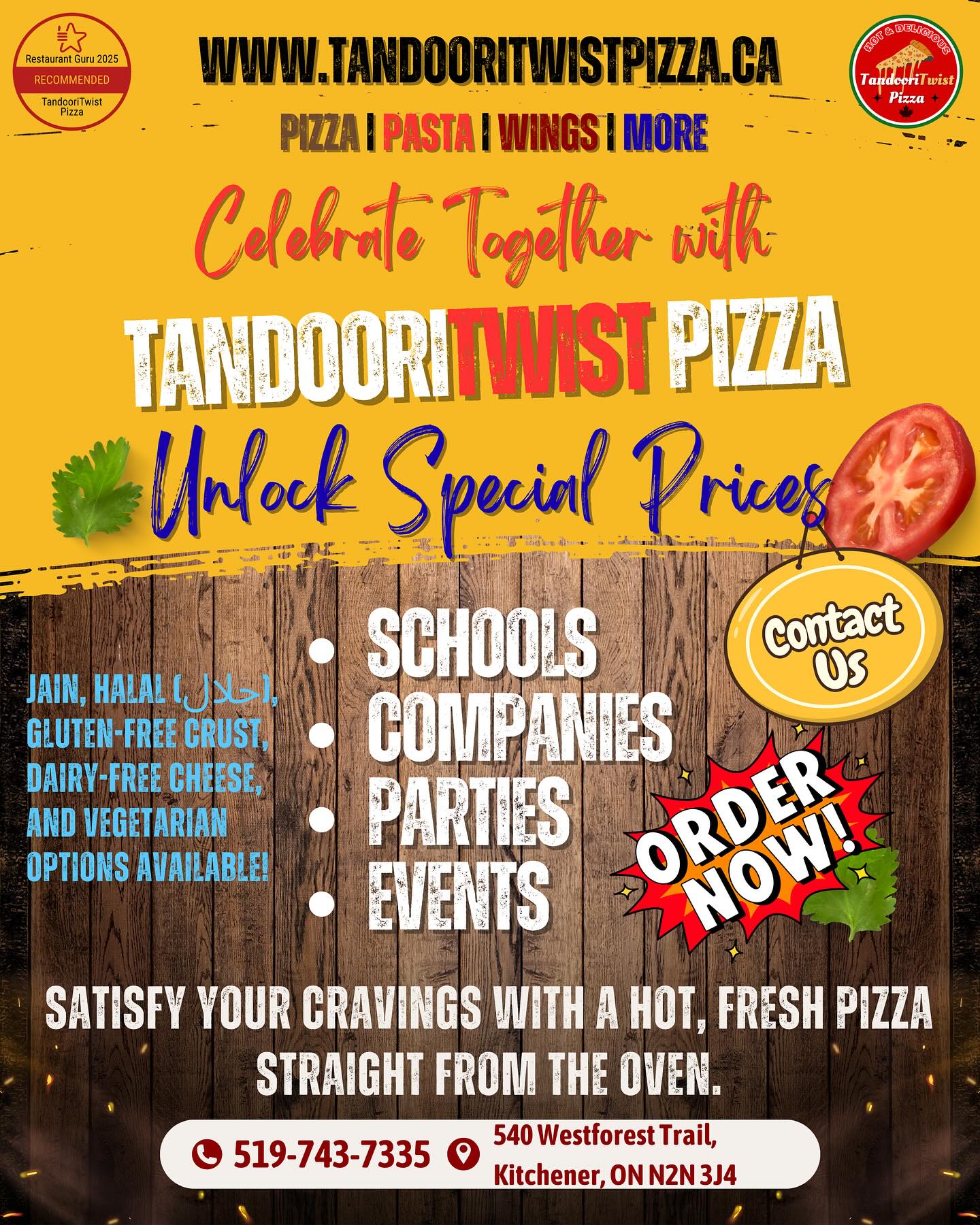 tandooritwistpizza Facebook ad: Planning a school event, office lunch, party, or…